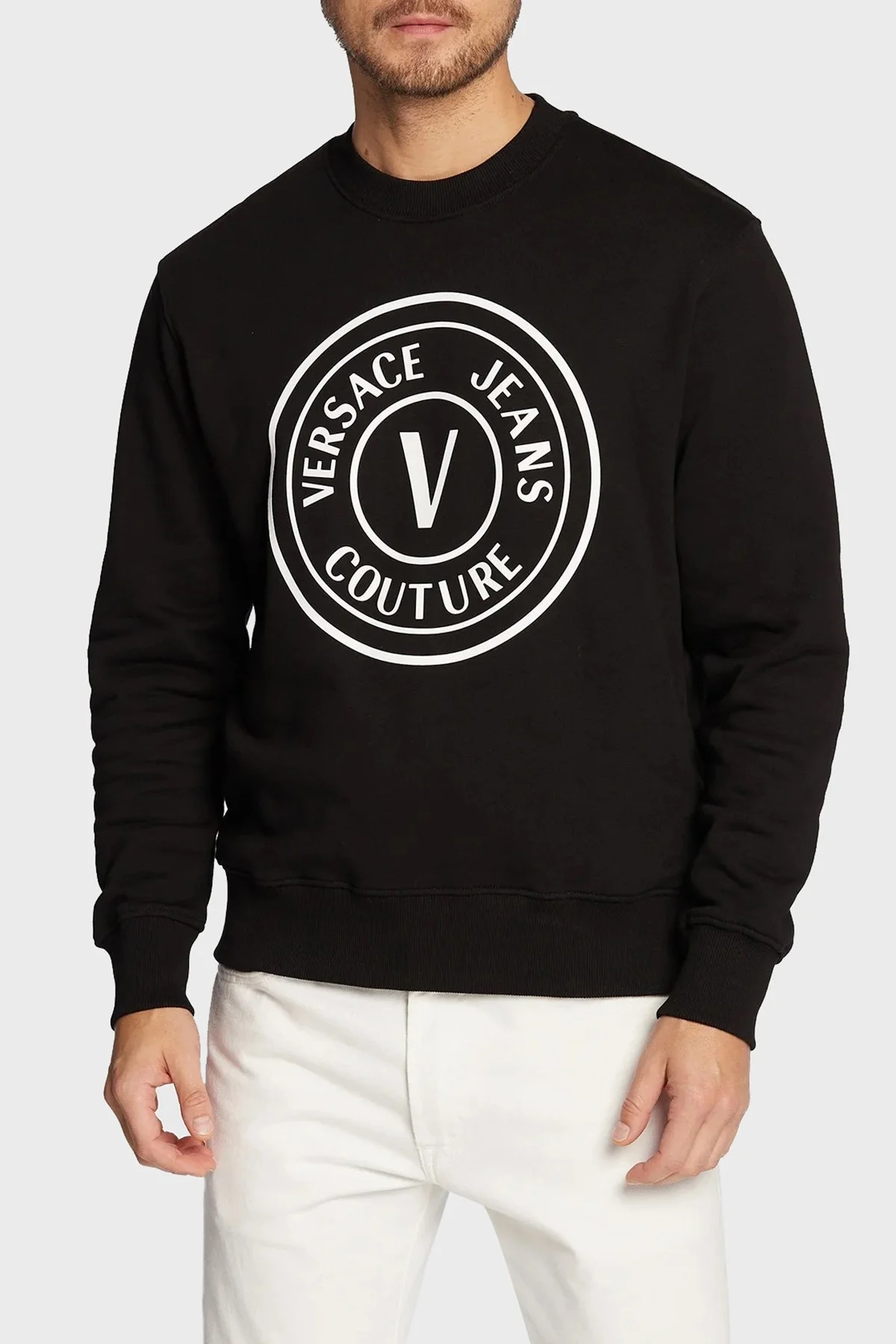 Versace % 100 Pamuk Regular Fit Bisiklet Yaka Erkek Sweat 73GAIT22 CF00T 899 SİYAH - 1