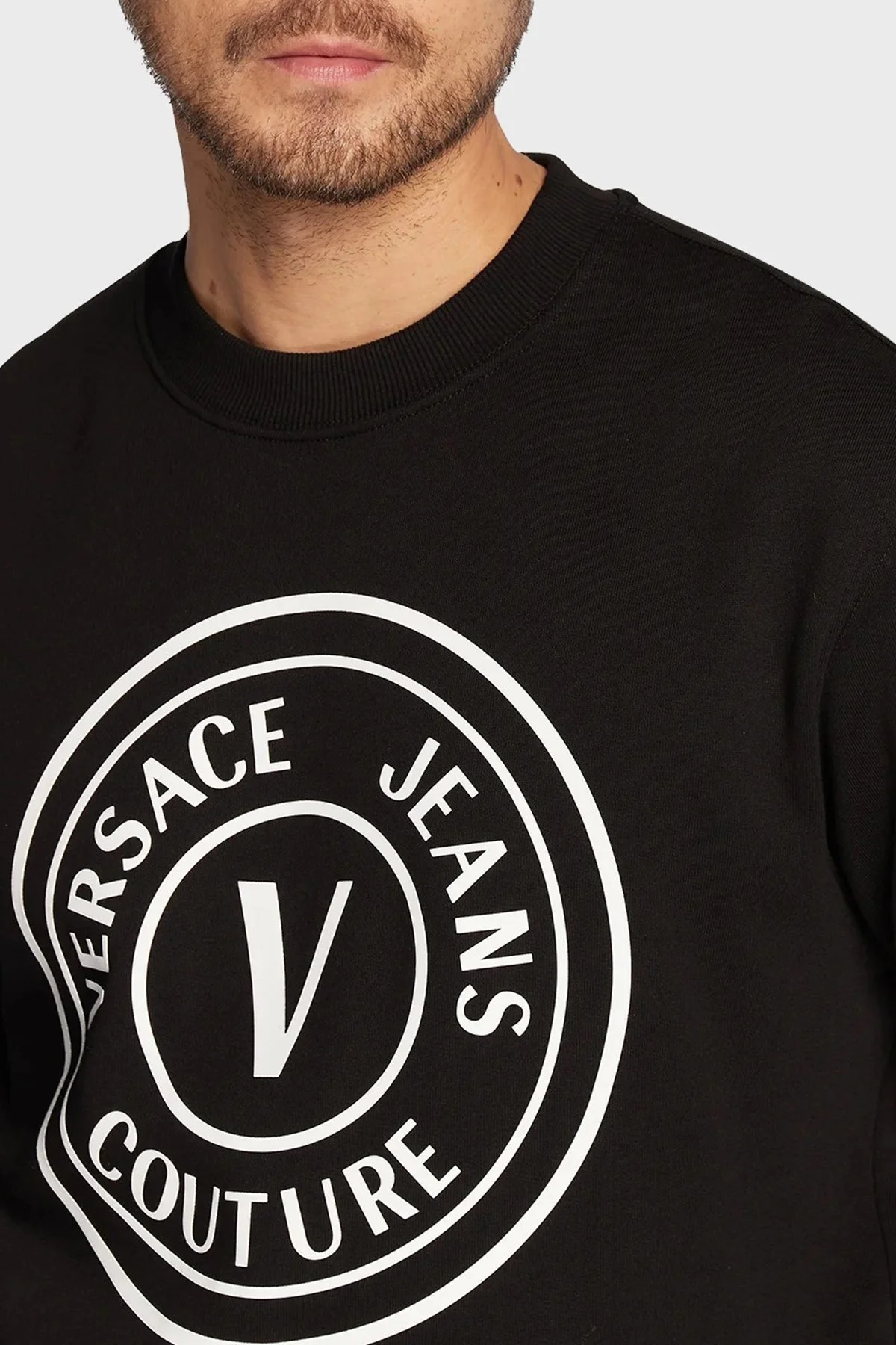 Versace % 100 Pamuk Regular Fit Bisiklet Yaka Erkek Sweat 73GAIT22 CF00T 899 SİYAH - 4