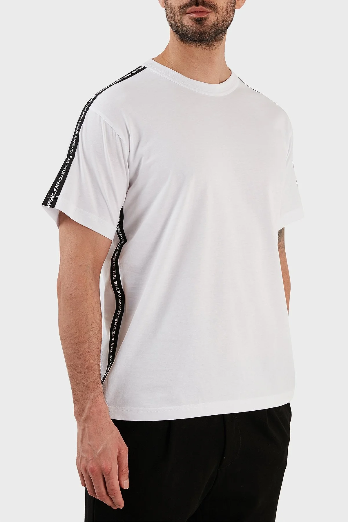 Versace % 100 Pamuk Regular Fit Bisiklet Yaka Erkek T Shirt 73GAH6R4 J0001 003 BEYAZ - 2