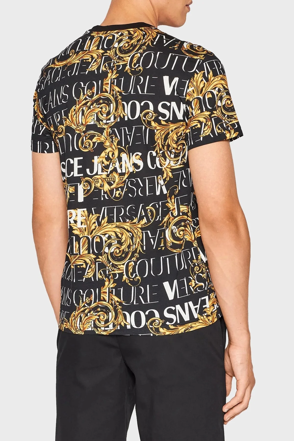 Versace % 100 Pamuk Regular Fit Bisiklet Yaka Erkek T Shirt 73GAH6S0 JS099 G89 SİYAH - 3