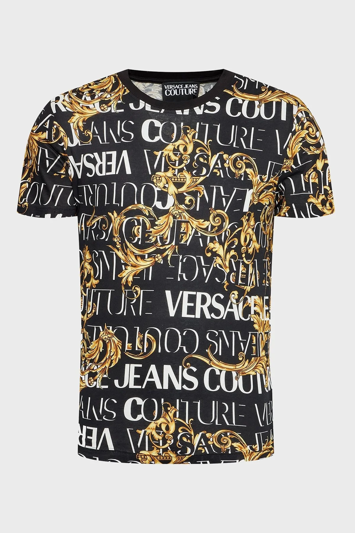 Versace % 100 Pamuk Regular Fit Bisiklet Yaka Erkek T Shirt 73GAH6S0 JS099 G89 SİYAH - 5