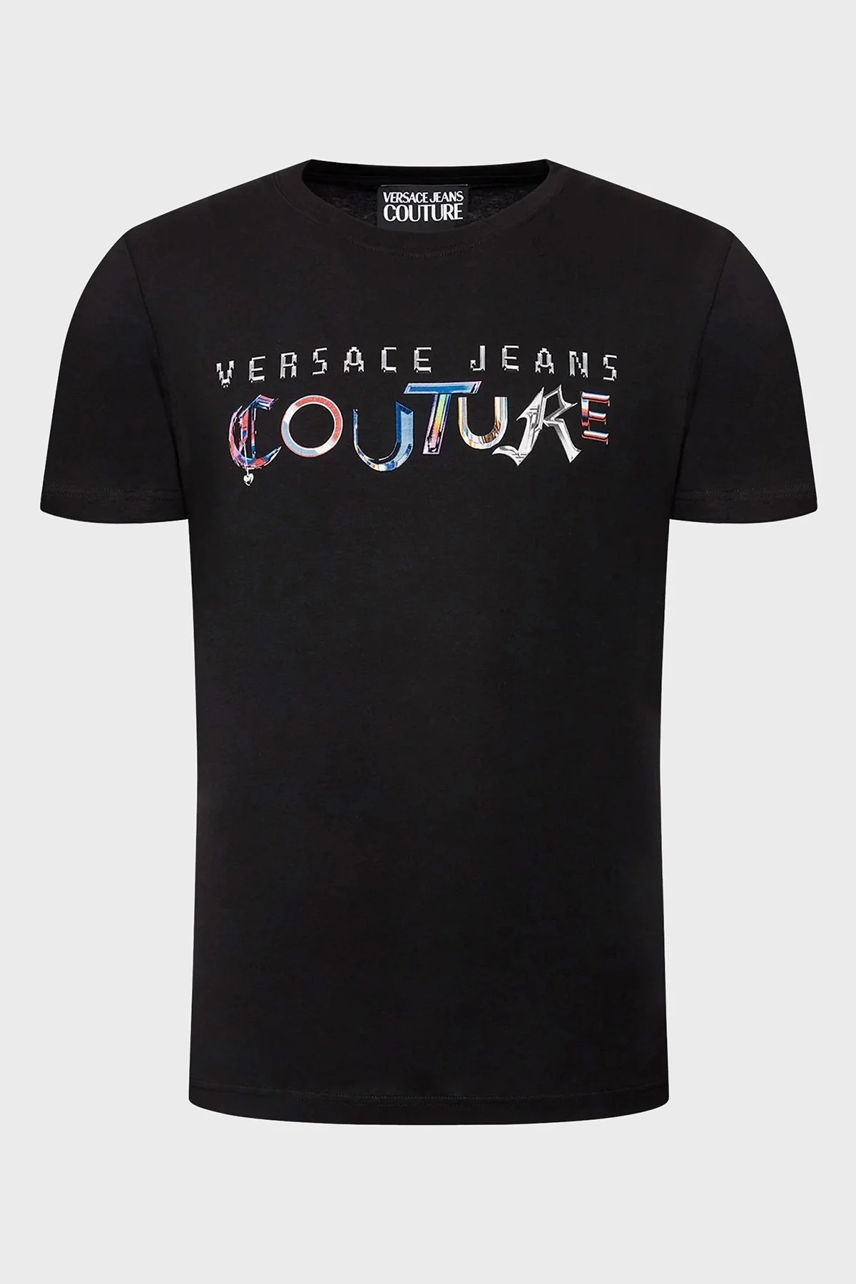 Versace % 100 Pamuk Regular Fit Bisiklet Yaka Erkek T Shirt 73GAHF05 CJ00F 899 SİYAH - 5