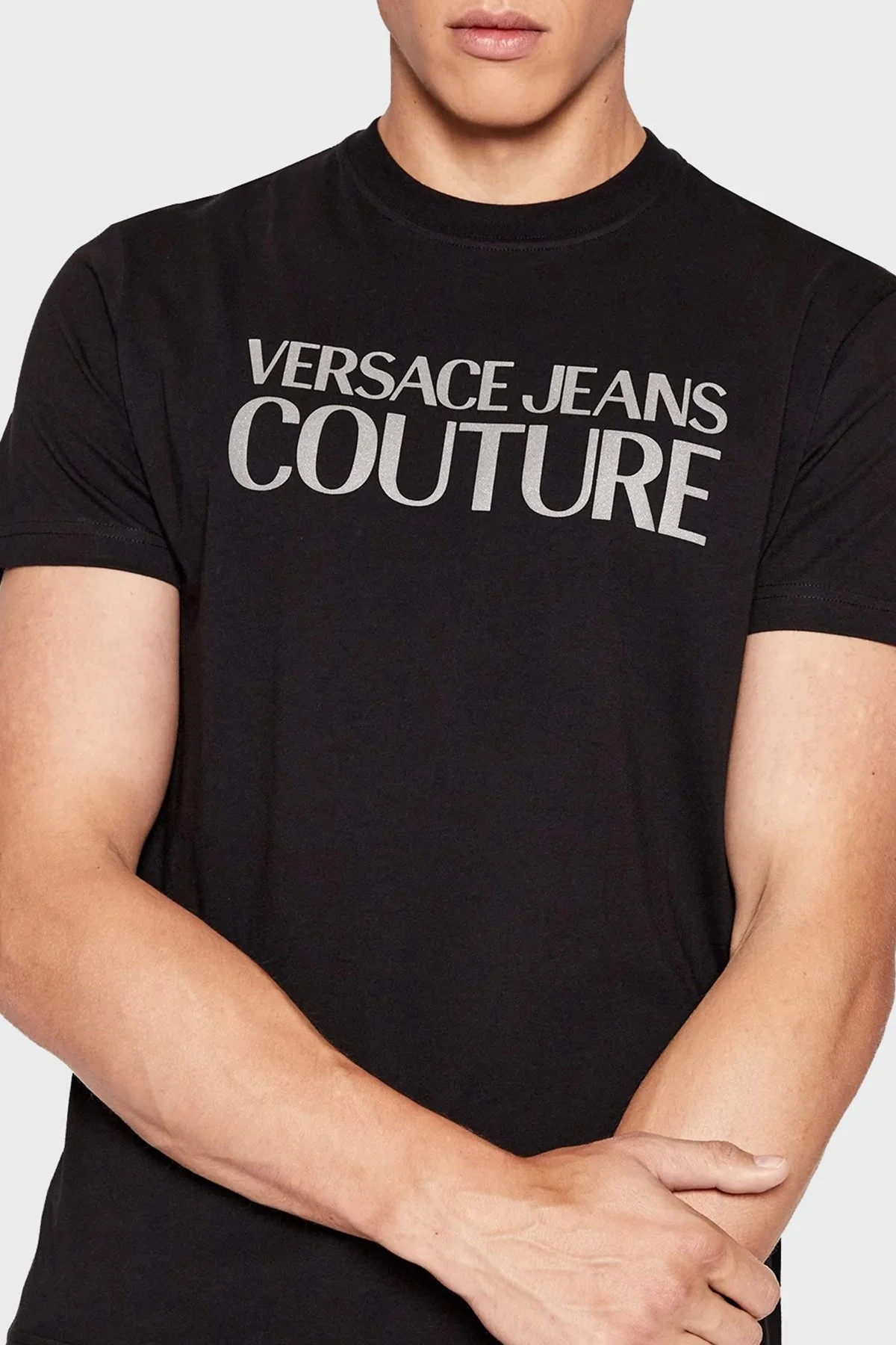 Versace % 100 Pamuk Regular Fit Bisiklet Yaka Erkek T Shirt 73GAHT01 CJ00T C89 SİYAH - 2