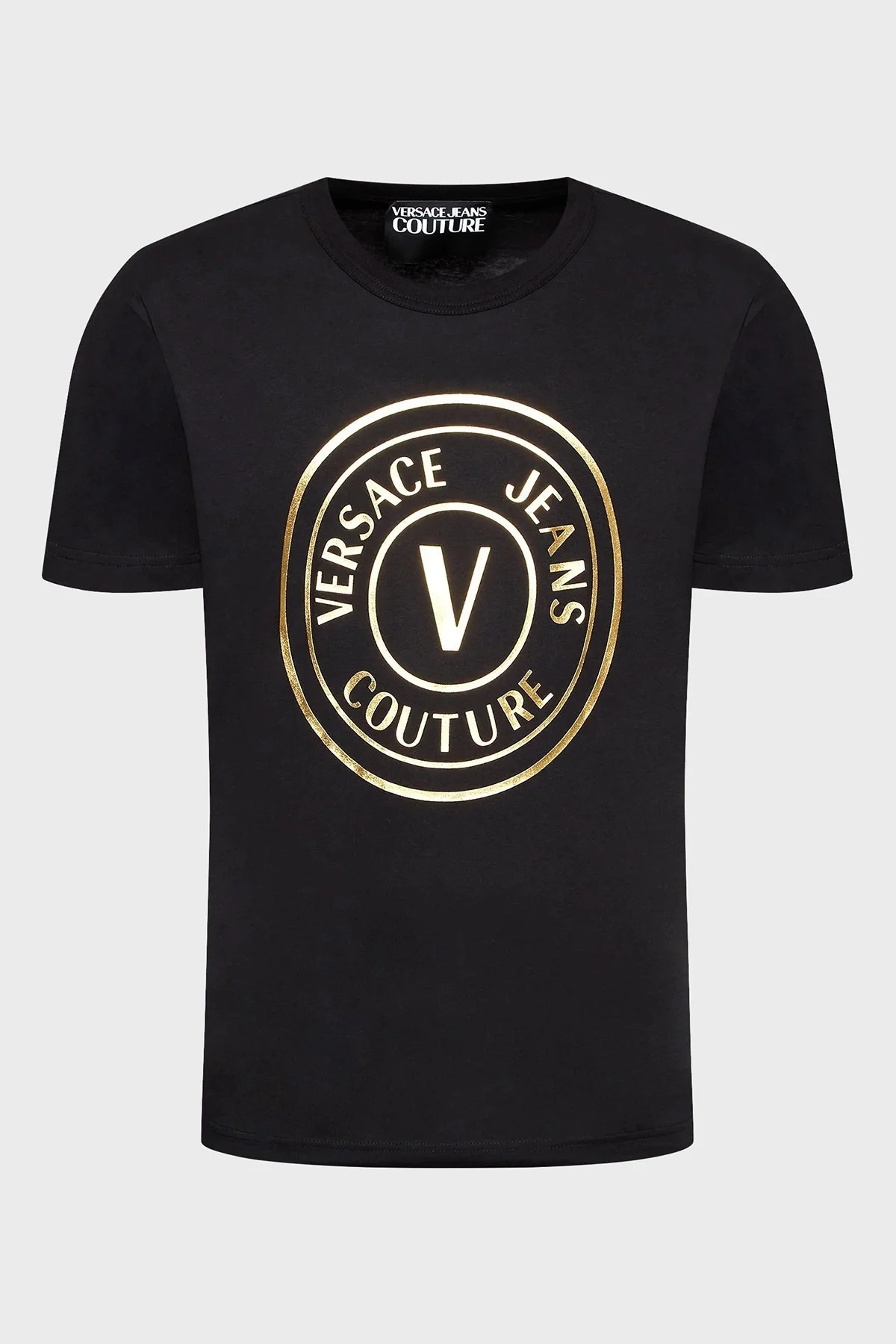 Versace % 100 Pamuk Regular Fit Bisiklet Yaka Erkek T Shirt 73GAHT05 CJ00T G89 SİYAH - 5