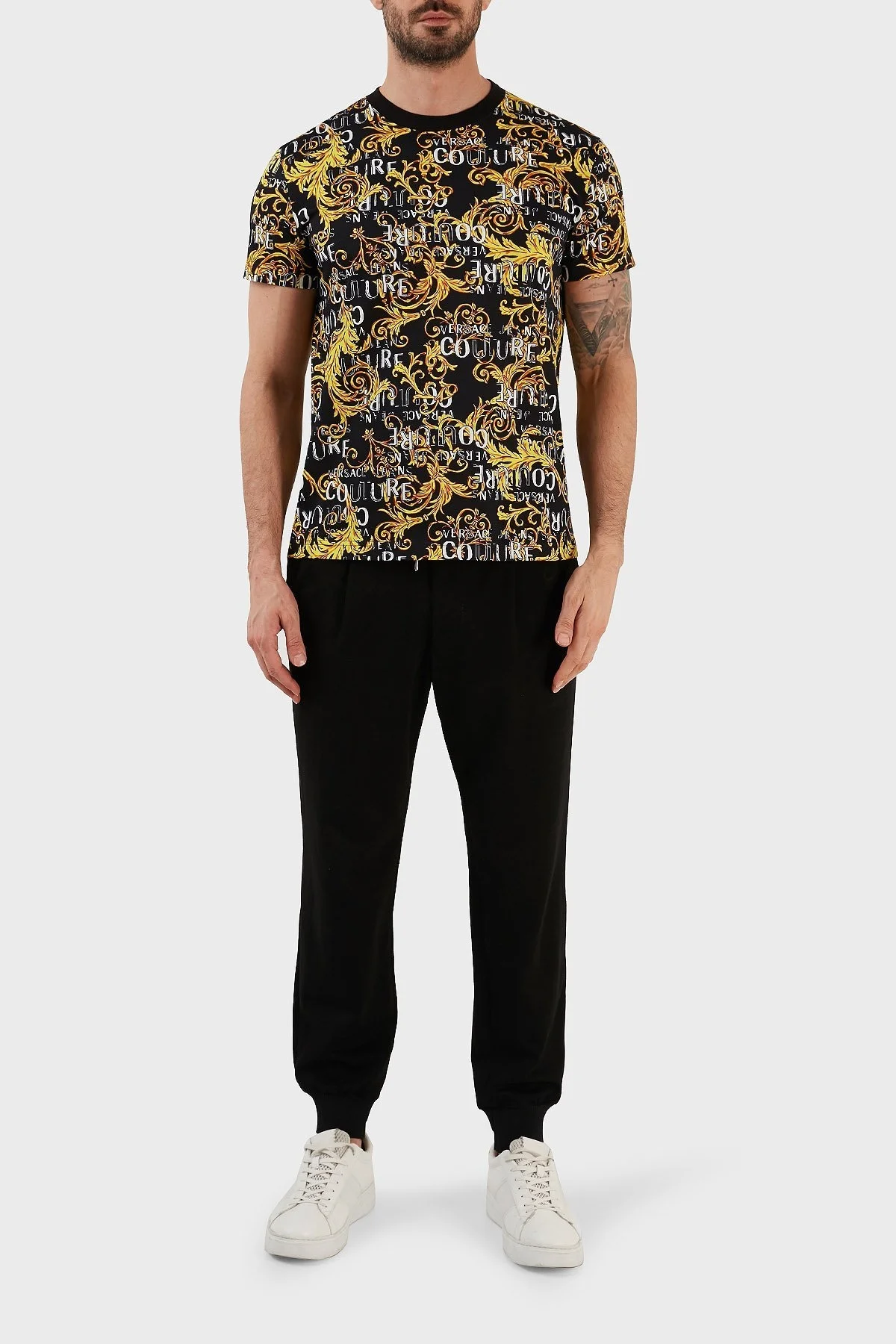 Versace Jeans Couture % 100 Pamuk Regular Fit Bisiklet Yaka Erkek T Shirt 74GAH6S0 JS161 G89 SİYAH - 2