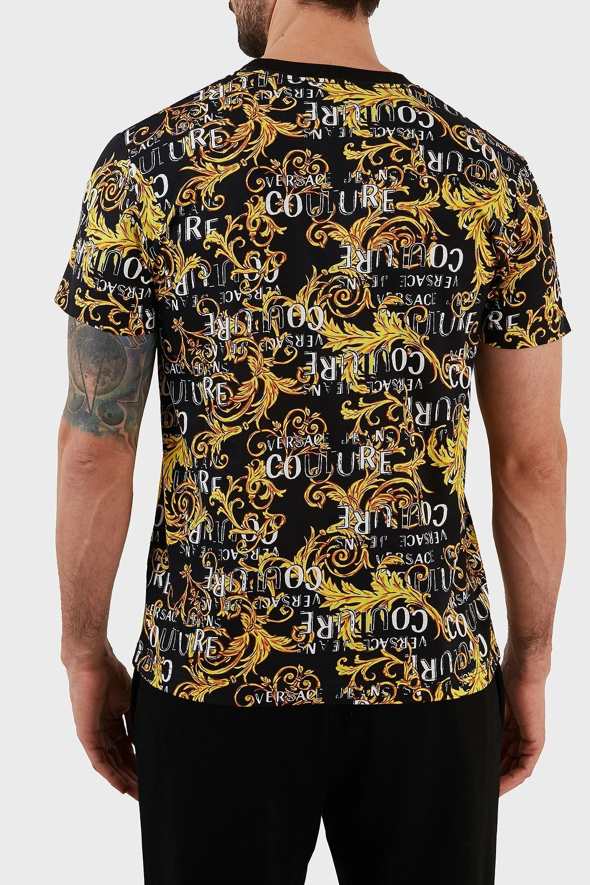 Versace Jeans Couture % 100 Pamuk Regular Fit Bisiklet Yaka Erkek T Shirt 74GAH6S0 JS161 G89 SİYAH - 5