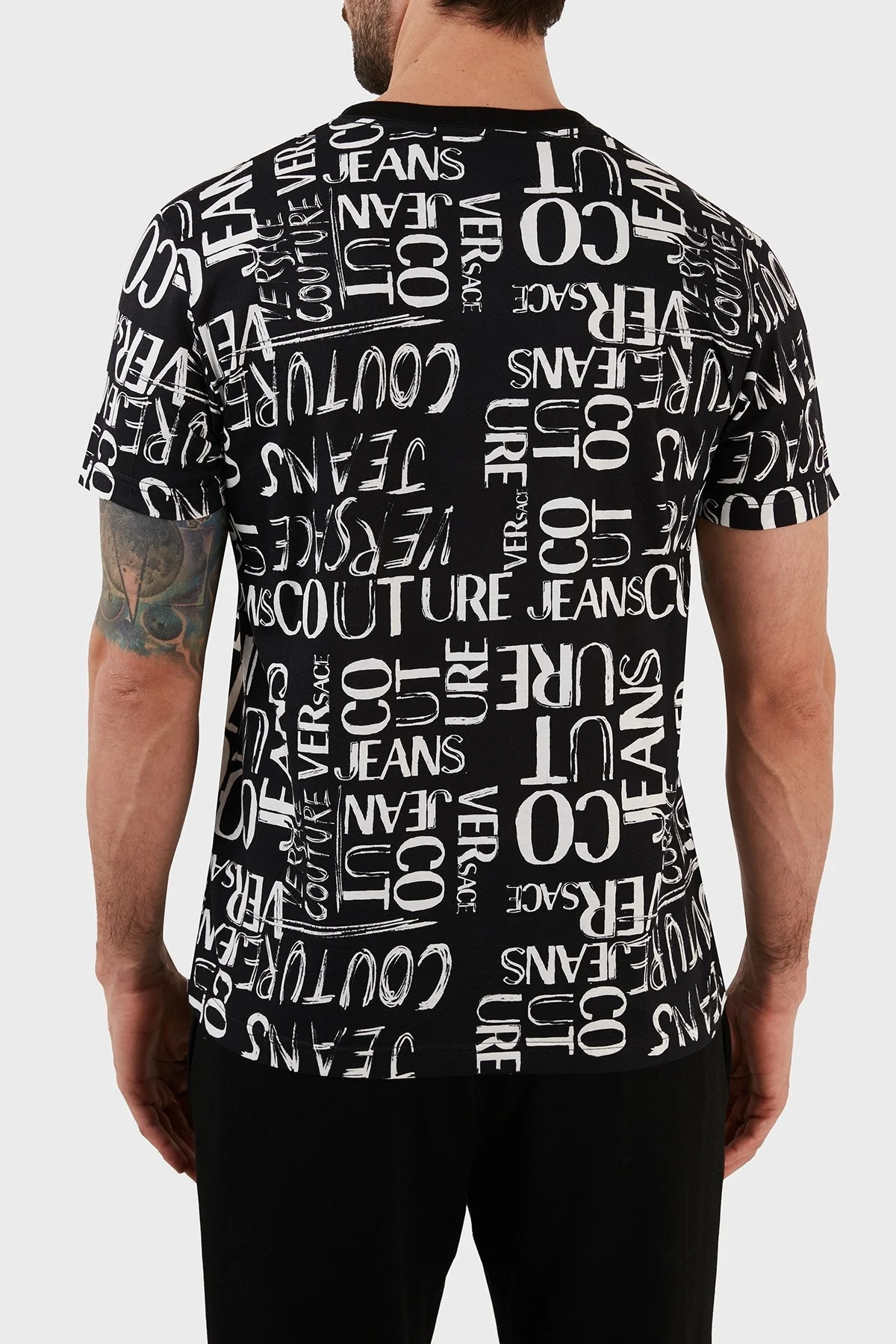 Versace Jeans Couture % 100 Pamuk Regular Fit Bisiklet Yaka Erkek T Shirt 74GAH6S2 JS167 899 SİYAH - 5