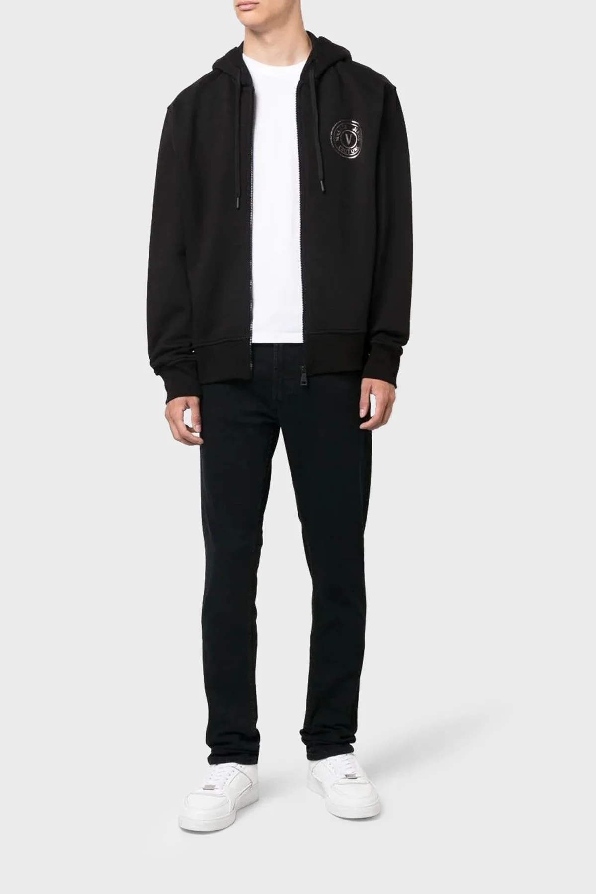 Versace % 100 Pamuk Regular Fit Kapüşonlu Erkek Sweat 73GAIT06 CF00T C89 SİYAH - 8