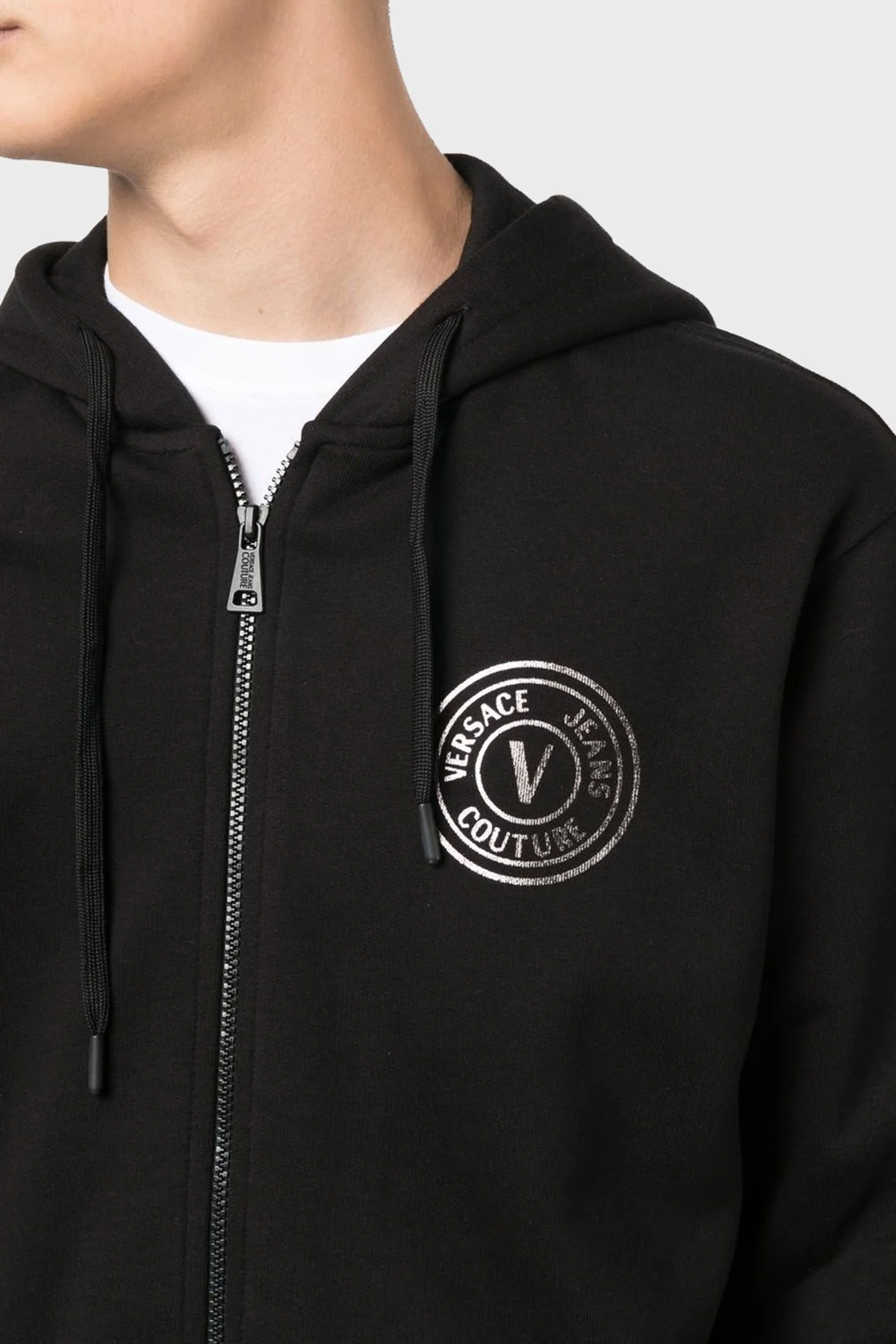 Versace % 100 Pamuk Regular Fit Kapüşonlu Erkek Sweat 73GAIT06 CF00T C89 SİYAH - 9