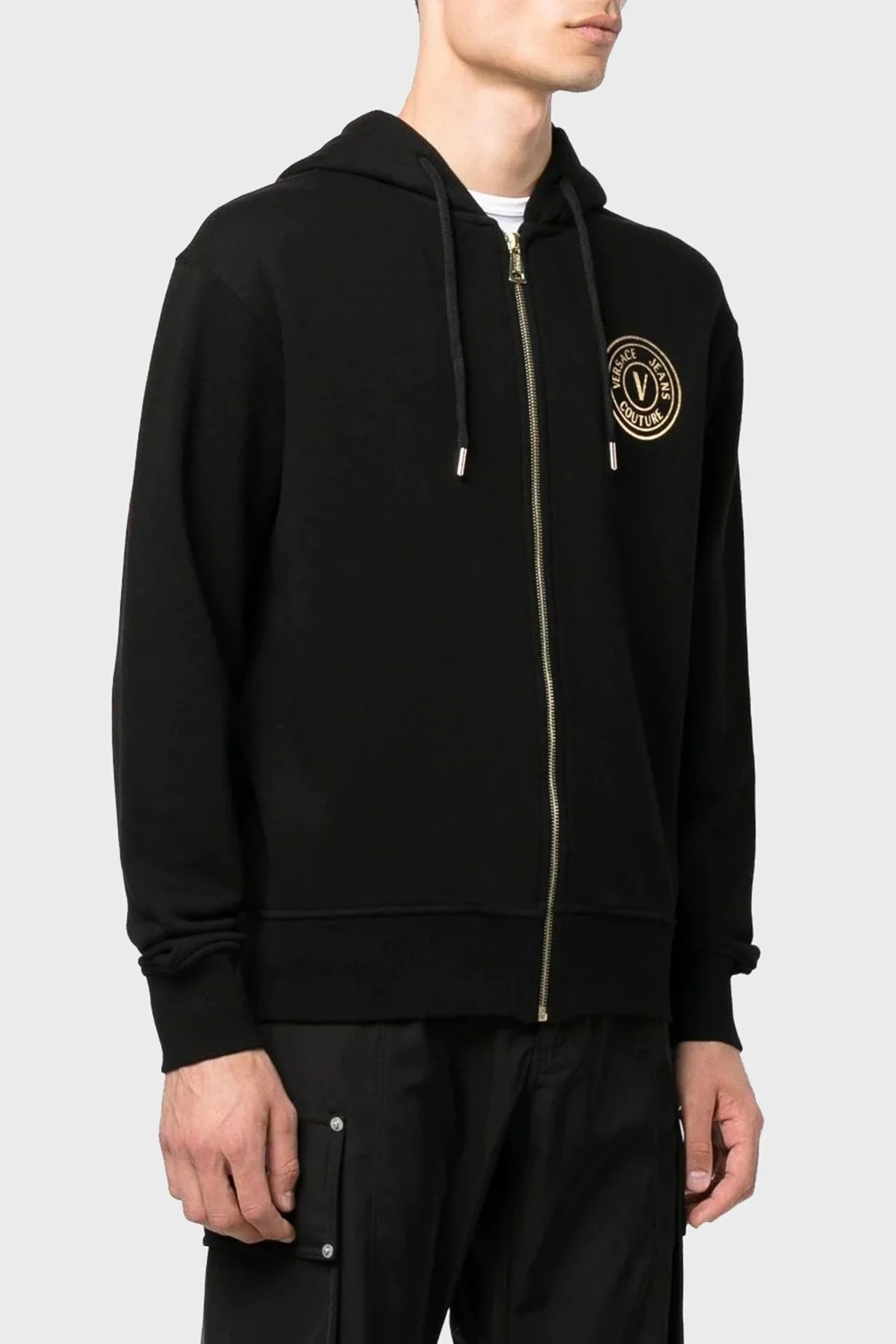 Versace % 100 Pamuk Regular Fit Kapüşonlu Erkek Sweat 73GAIT06 CF00T G89 SİYAH - 1