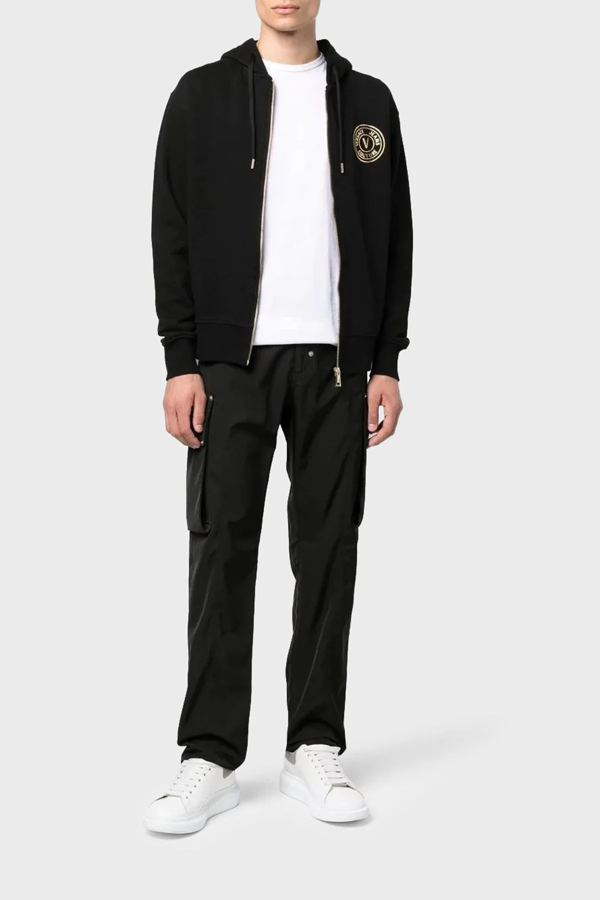 Versace % 100 Pamuk Regular Fit Kapüşonlu Erkek Sweat 73GAIT06 CF00T G89 SİYAH - 2