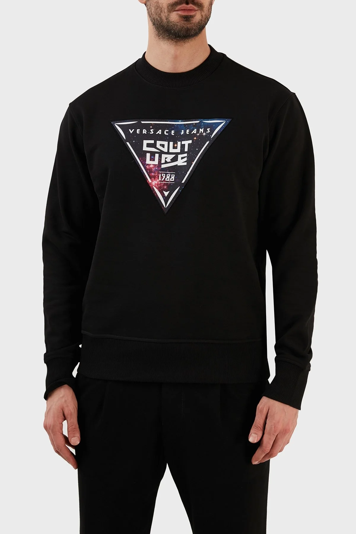 Versace % 100 Pamuk Regular Fit Sıfır Yaka Erkek Sweat 73GAIF07 CF03F 899 SİYAH - 1