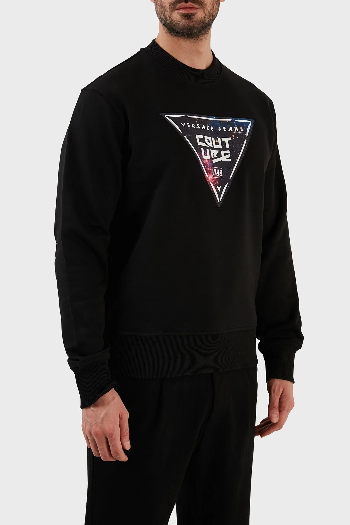 Versace % 100 Pamuk Regular Fit Sıfır Yaka Erkek Sweat 73GAIF07 CF03F 899 SİYAH - 2