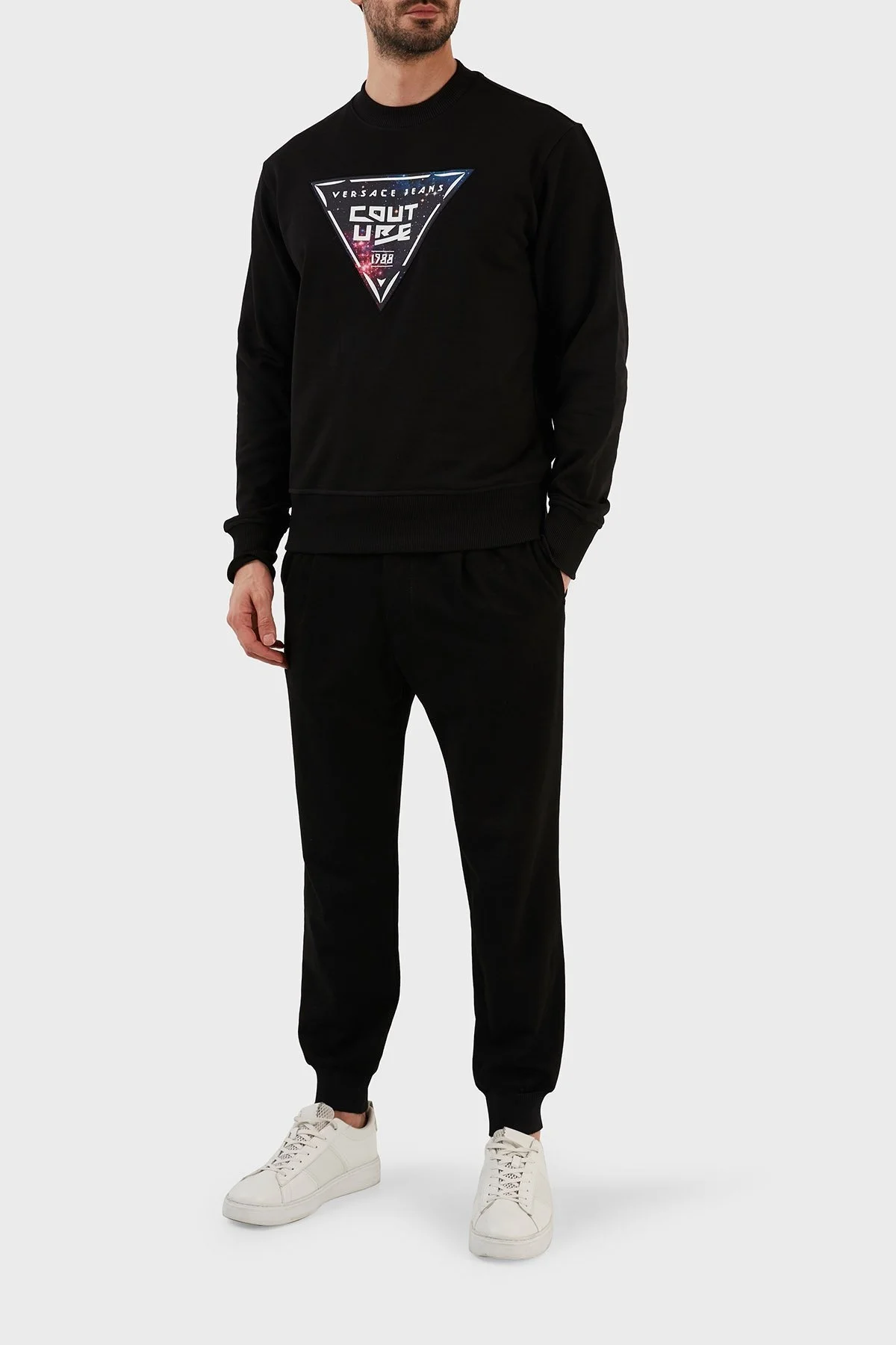 Versace % 100 Pamuk Regular Fit Sıfır Yaka Erkek Sweat 73GAIF07 CF03F 899 SİYAH - 4