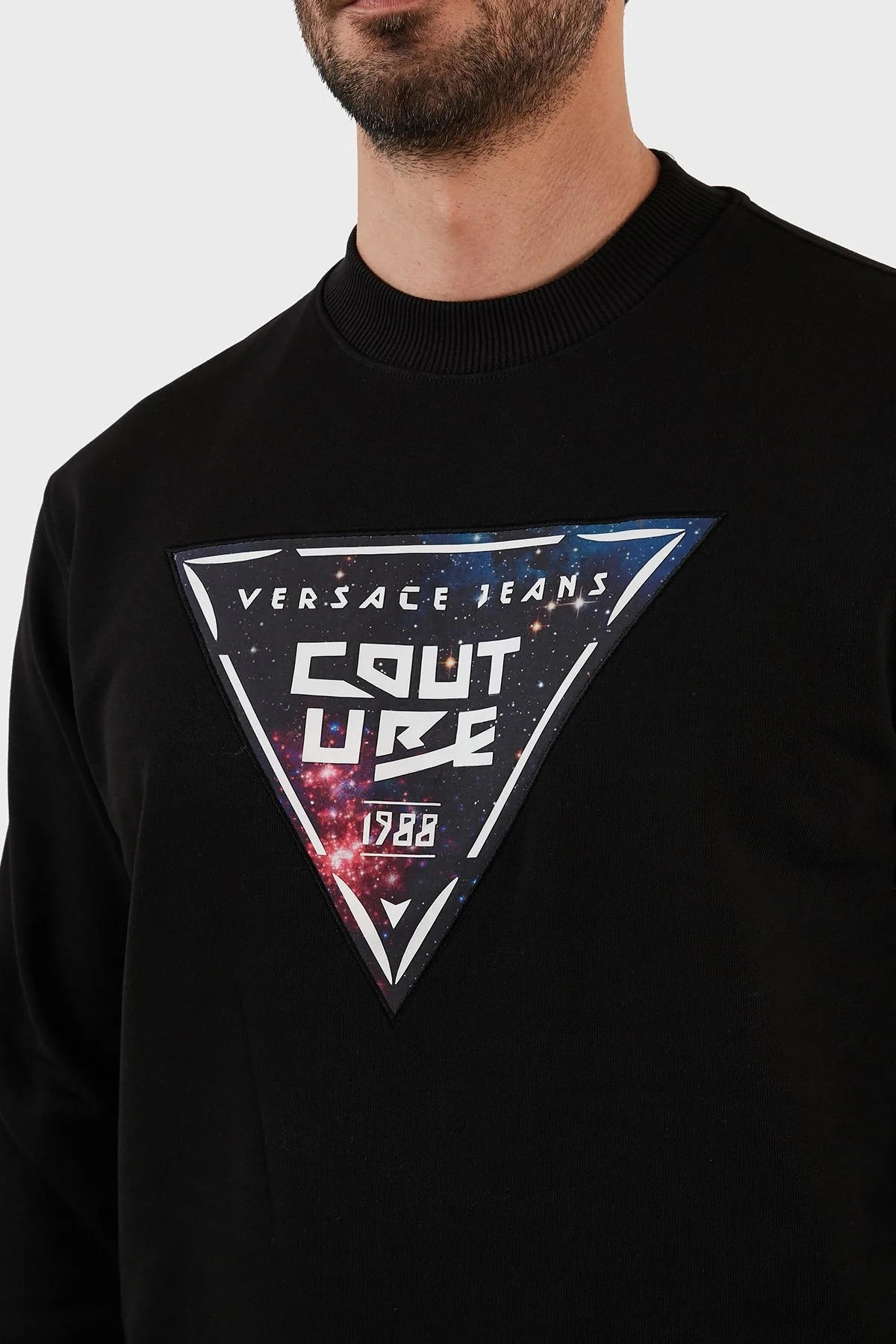 Versace % 100 Pamuk Regular Fit Sıfır Yaka Erkek Sweat 73GAIF07 CF03F 899 SİYAH - 5