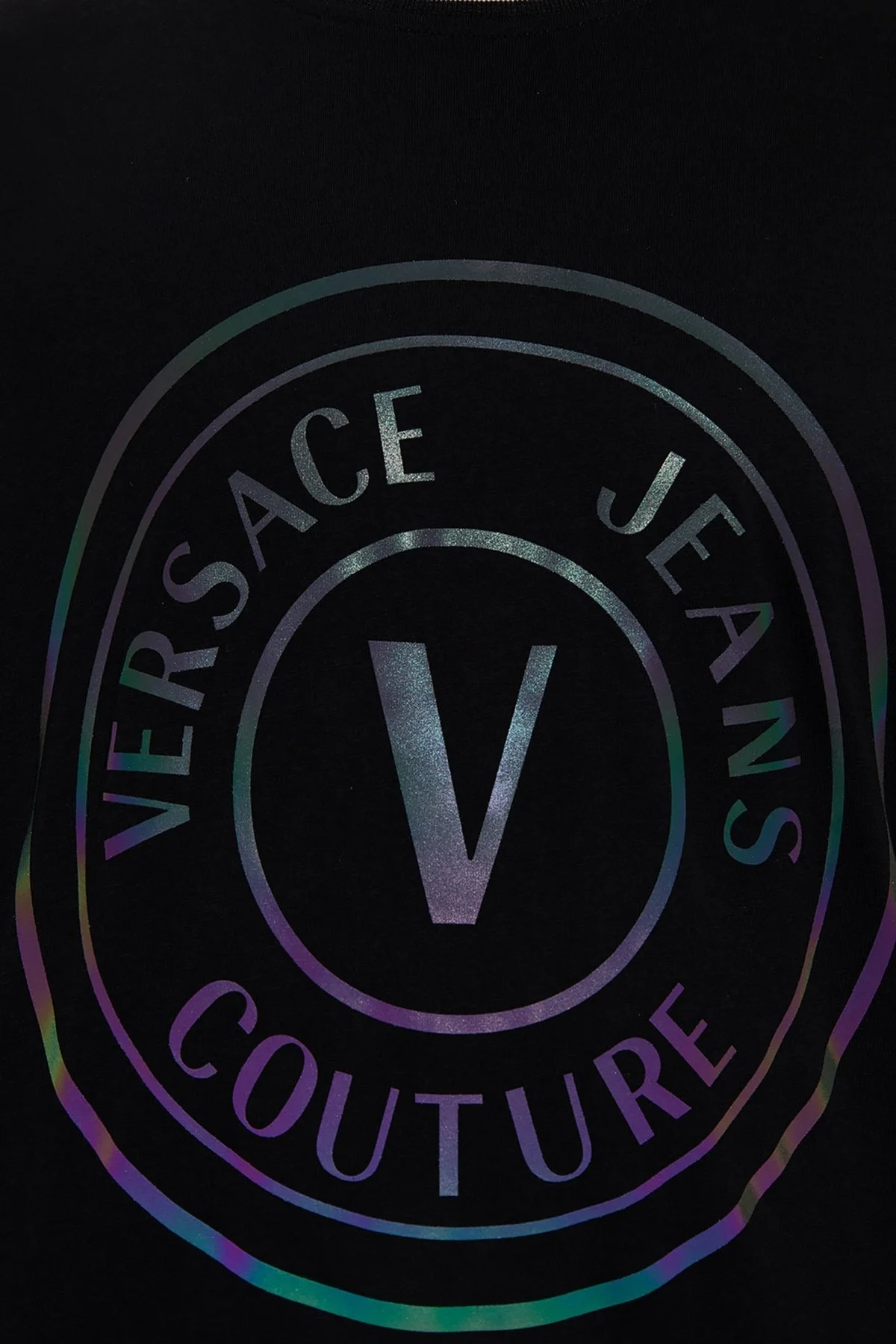 Versace % 100 Pamuk Relaxed Fit Sıfır Yaka Erkek T Shirt 73GAHG01 CJ00G 899 SİYAH - 2