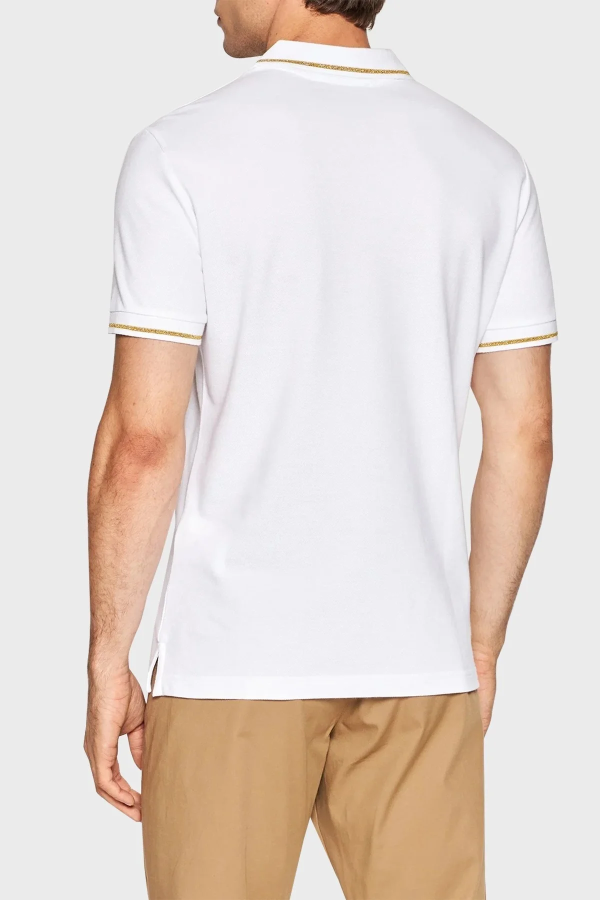 Versace % 100 Pamuk Slim Fit Düğmeli Erkek Polo T Shirt 73GAGT01 CJ01T G03 BEYAZ - 3