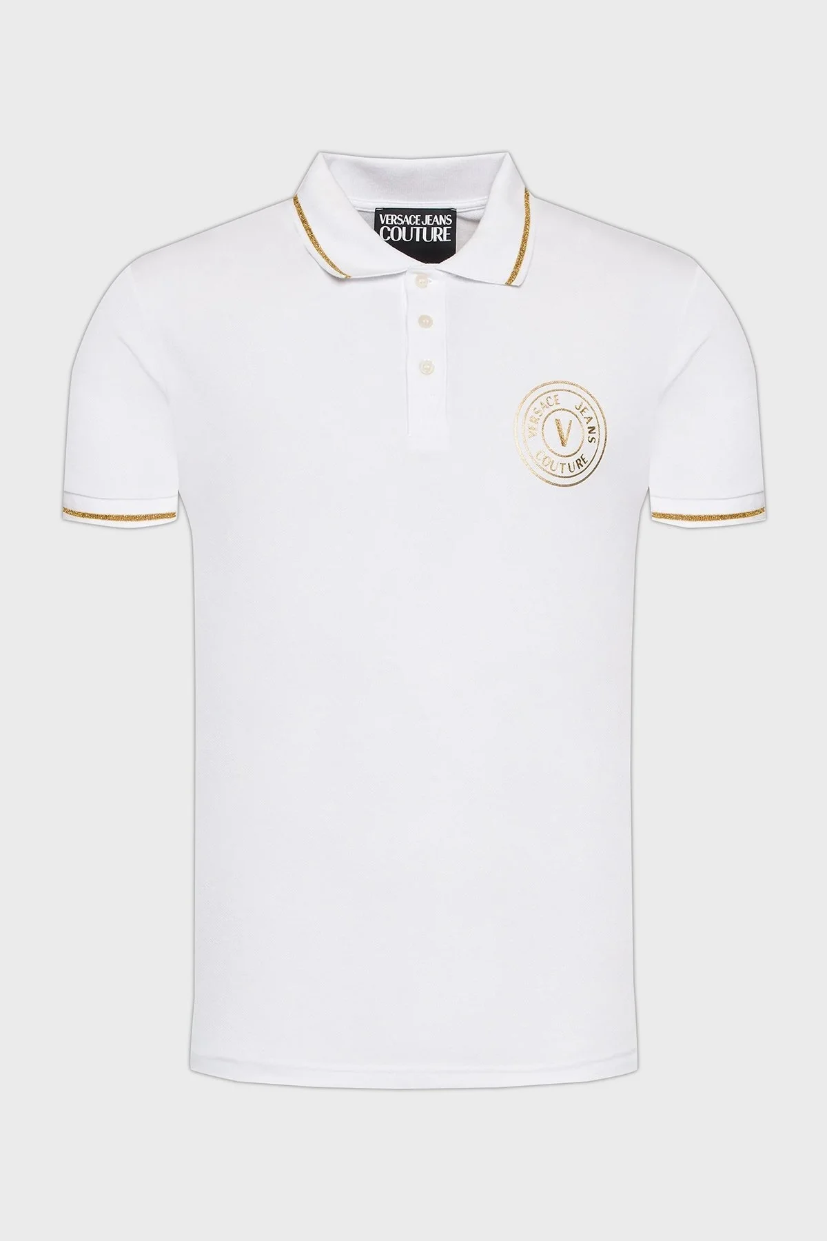 Versace % 100 Pamuk Slim Fit Düğmeli Erkek Polo T Shirt 73GAGT01 CJ01T G03 BEYAZ - 5
