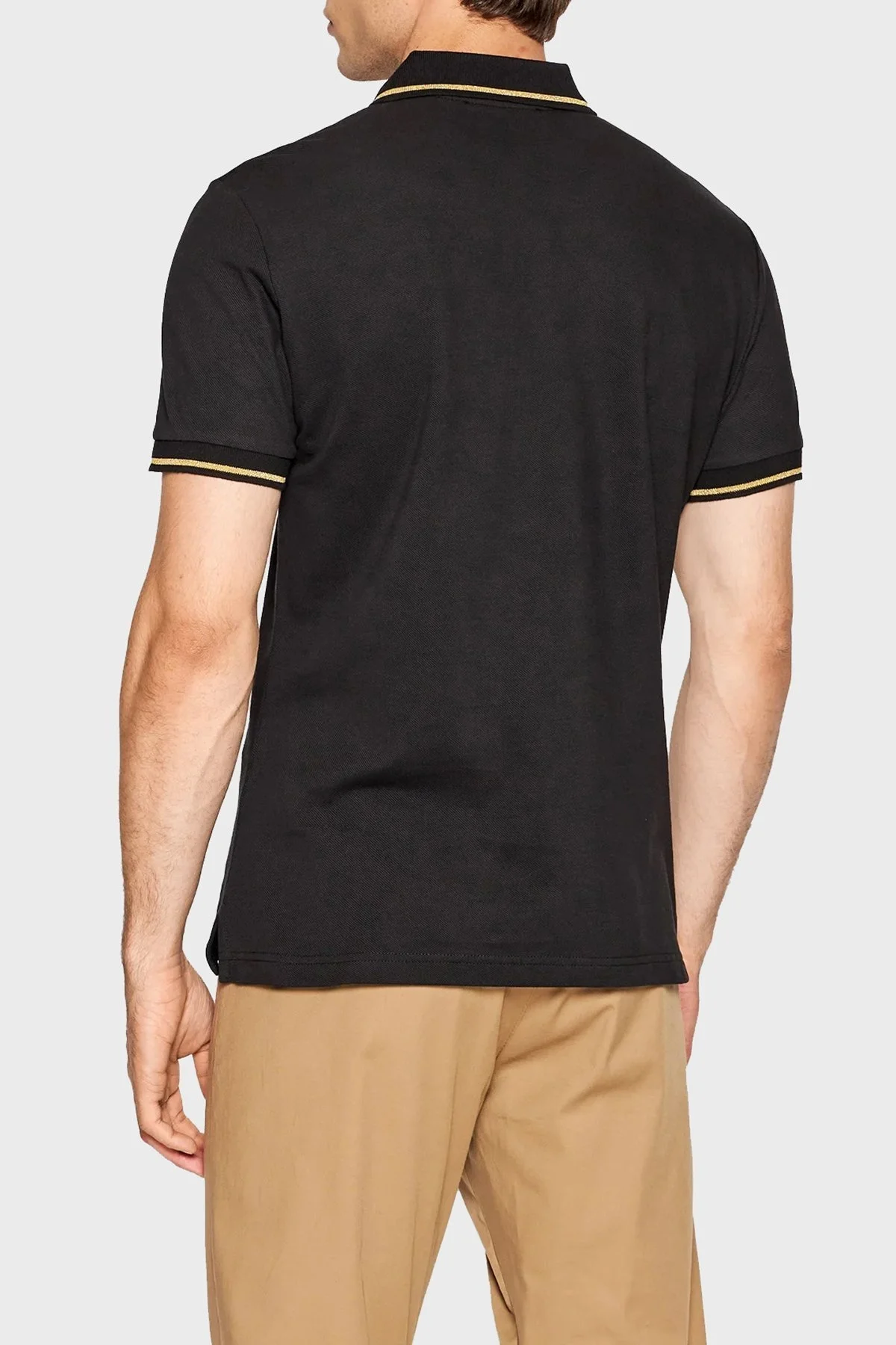 Versace % 100 Pamuk Slim Fit Düğmeli Erkek Polo T Shirt 73GAGT01 CJ01T G89 SİYAH - 2