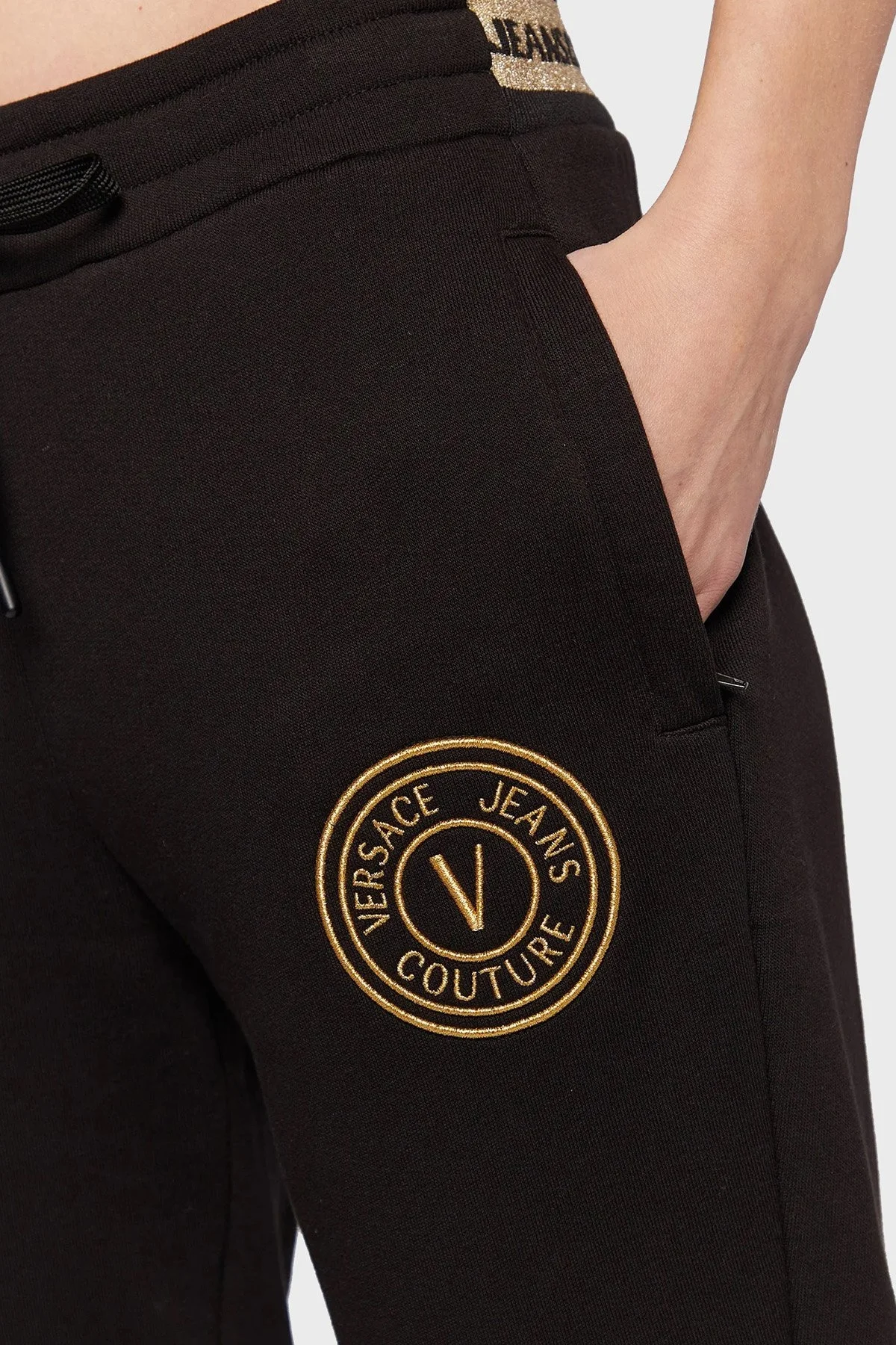 Versace % 100 Pamuk Slim Fit Jogger Spor Bayan Pantolon 73HAAT07 CF00T G89 SİYAH - 3