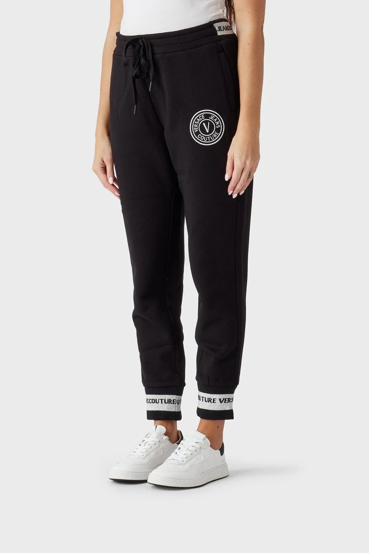 Versace Jeans Couture % 100 Pamuk Slim Fit Jogger Spor Bayan Pantolon 73HAAT07 CF00T S89 SİYAH - 2
