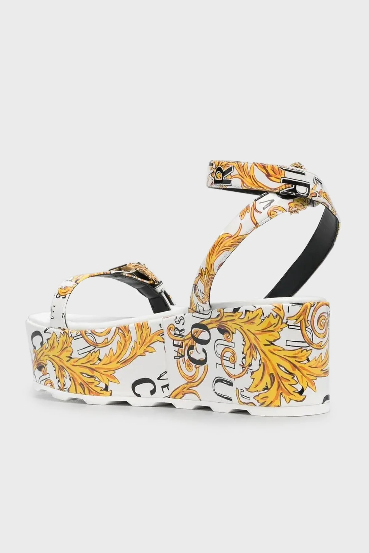 Versace Jeans Couture Barok Desenli Kalın Taban Bayan Sandalet 74VA3S06 ZS366 G03 BEYAZ - 3