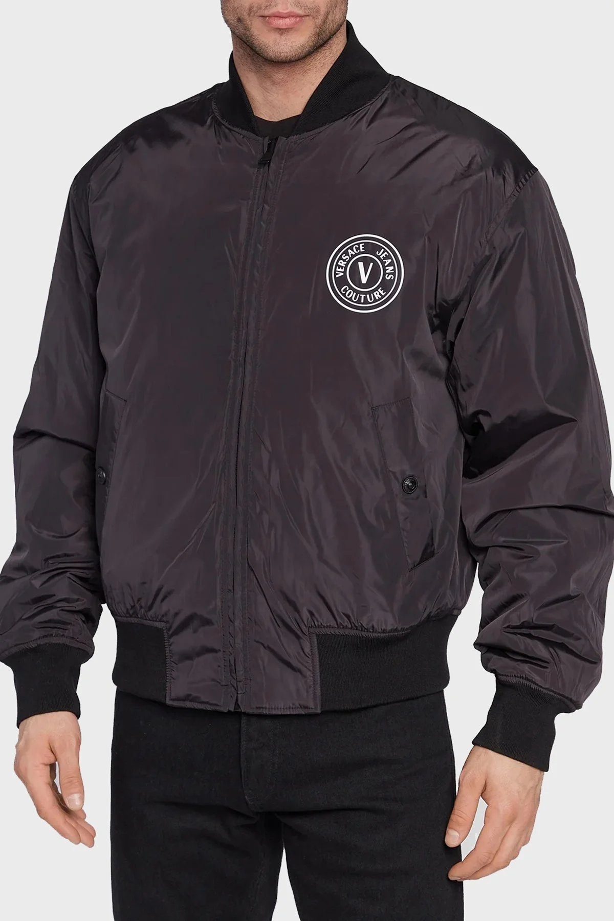 Versace Çift Taraflı Relaxed Fit Fermuarlı Kolej Yaka Bomber Erkek Ceket 73GAS4D0 CQS43 G89 SİYAH - 2