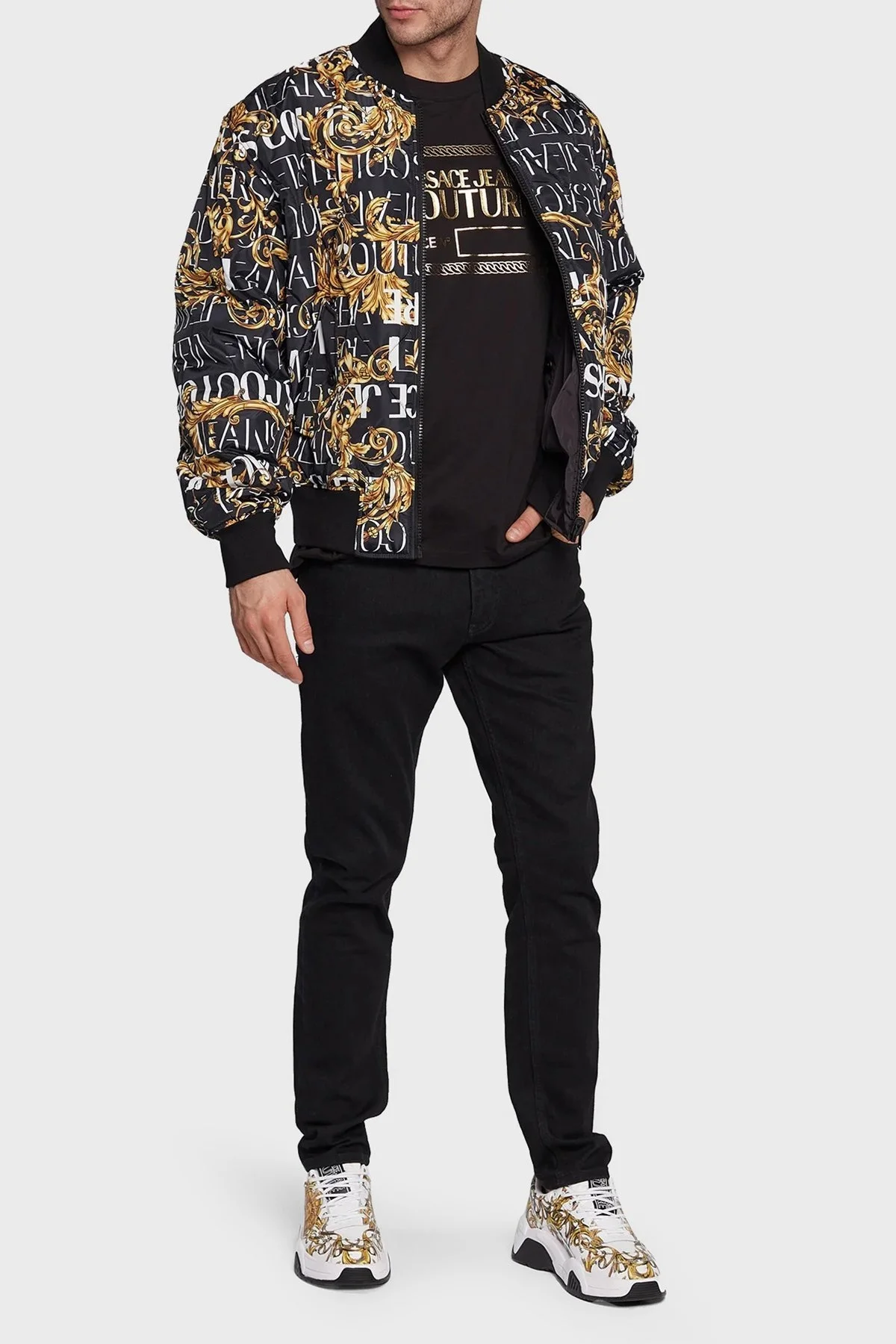 Versace Çift Taraflı Relaxed Fit Fermuarlı Kolej Yaka Bomber Erkek Ceket 73GAS4D0 CQS43 G89 SİYAH - 3