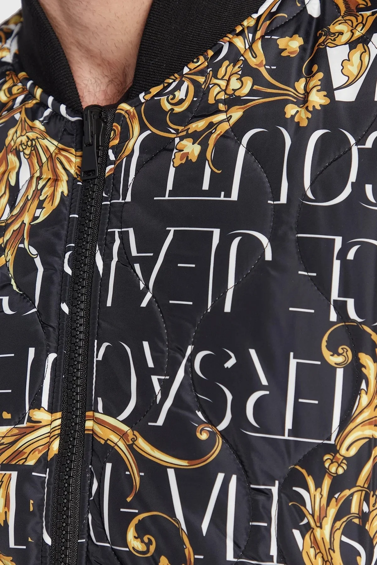 Versace Çift Taraflı Relaxed Fit Fermuarlı Kolej Yaka Bomber Erkek Ceket 73GAS4D0 CQS43 G89 SİYAH - 5