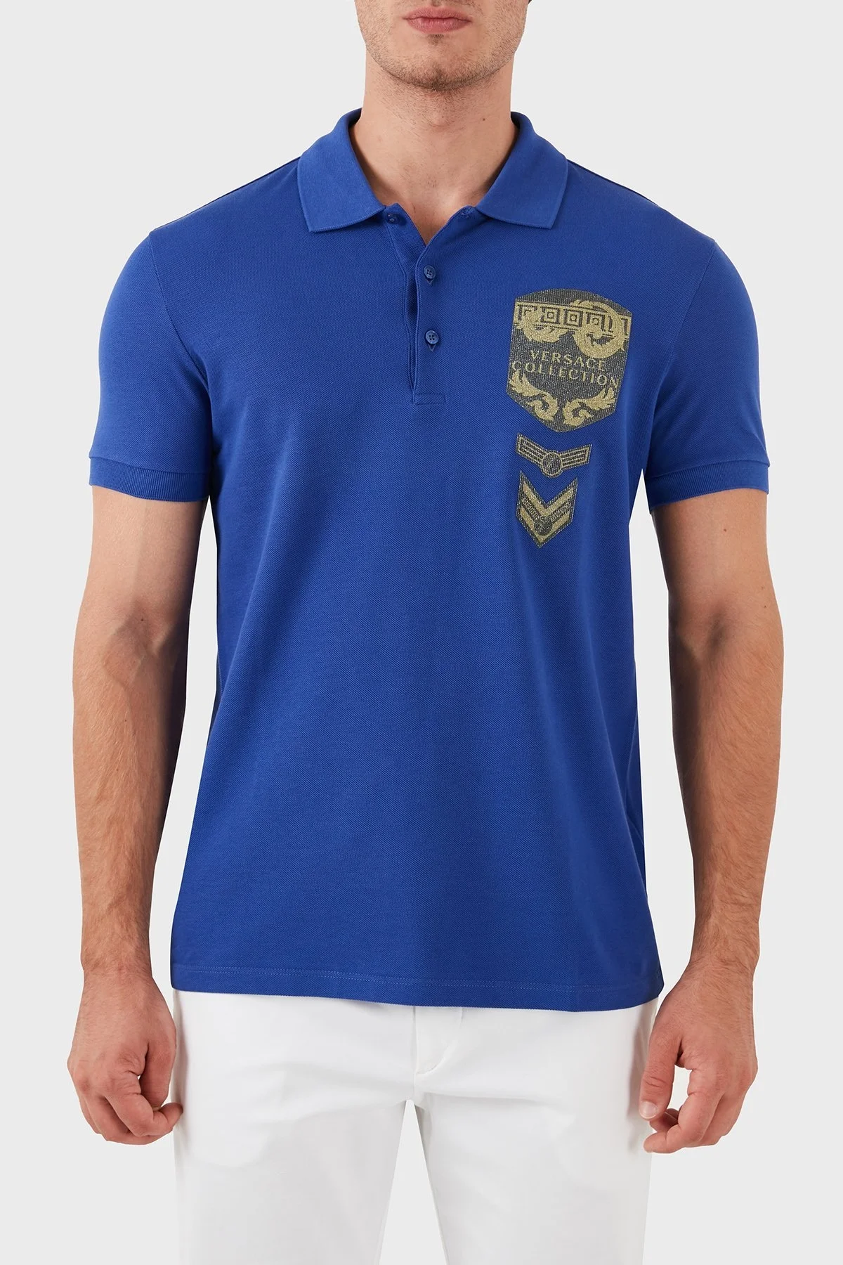 Versace Collection % 100 Pamuklu Erkek Polo Yaka T Shirt V800543R VJ00068 V1377 MOR - 1