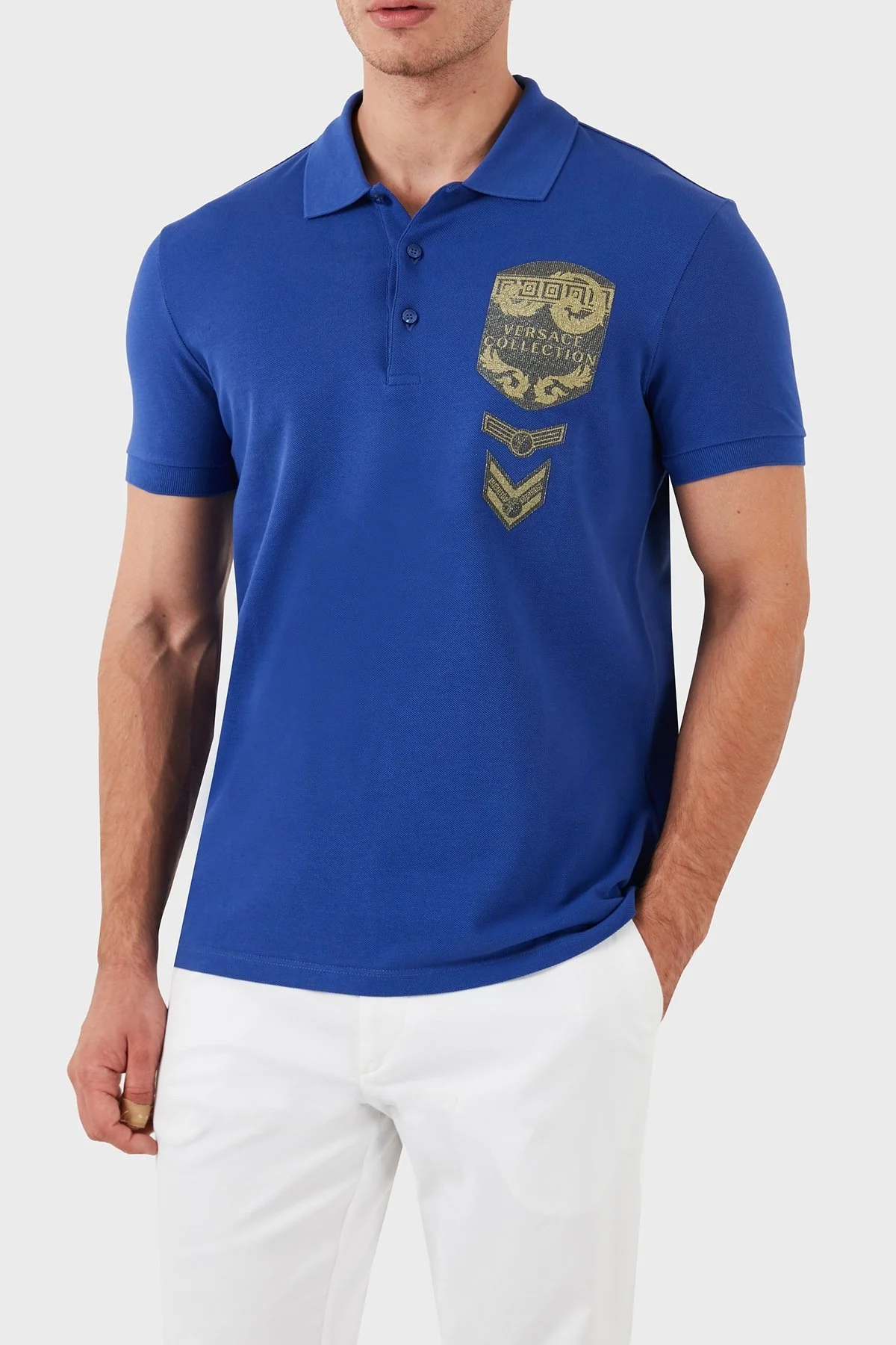 Versace Collection % 100 Pamuklu Erkek Polo Yaka T Shirt V800543R VJ00068 V1377 MOR - 3