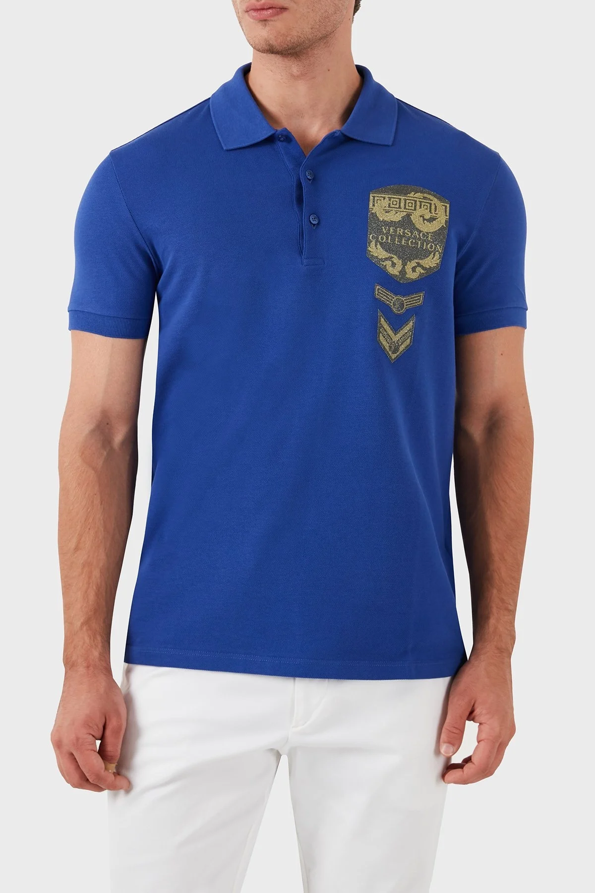 Versace Collection % 100 Pamuklu Erkek Polo Yaka T Shirt V800543R VJ00068 V1377 MOR - 4