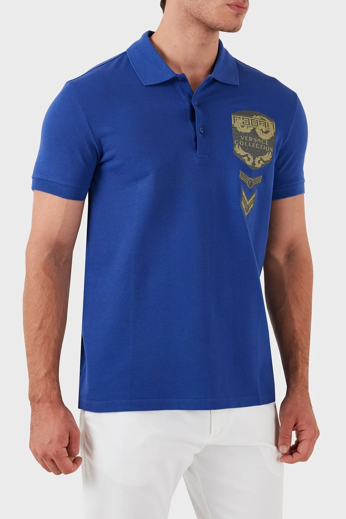 Versace Collection % 100 Pamuklu Erkek Polo Yaka T Shirt V800543R VJ00068 V1377 MOR - 5