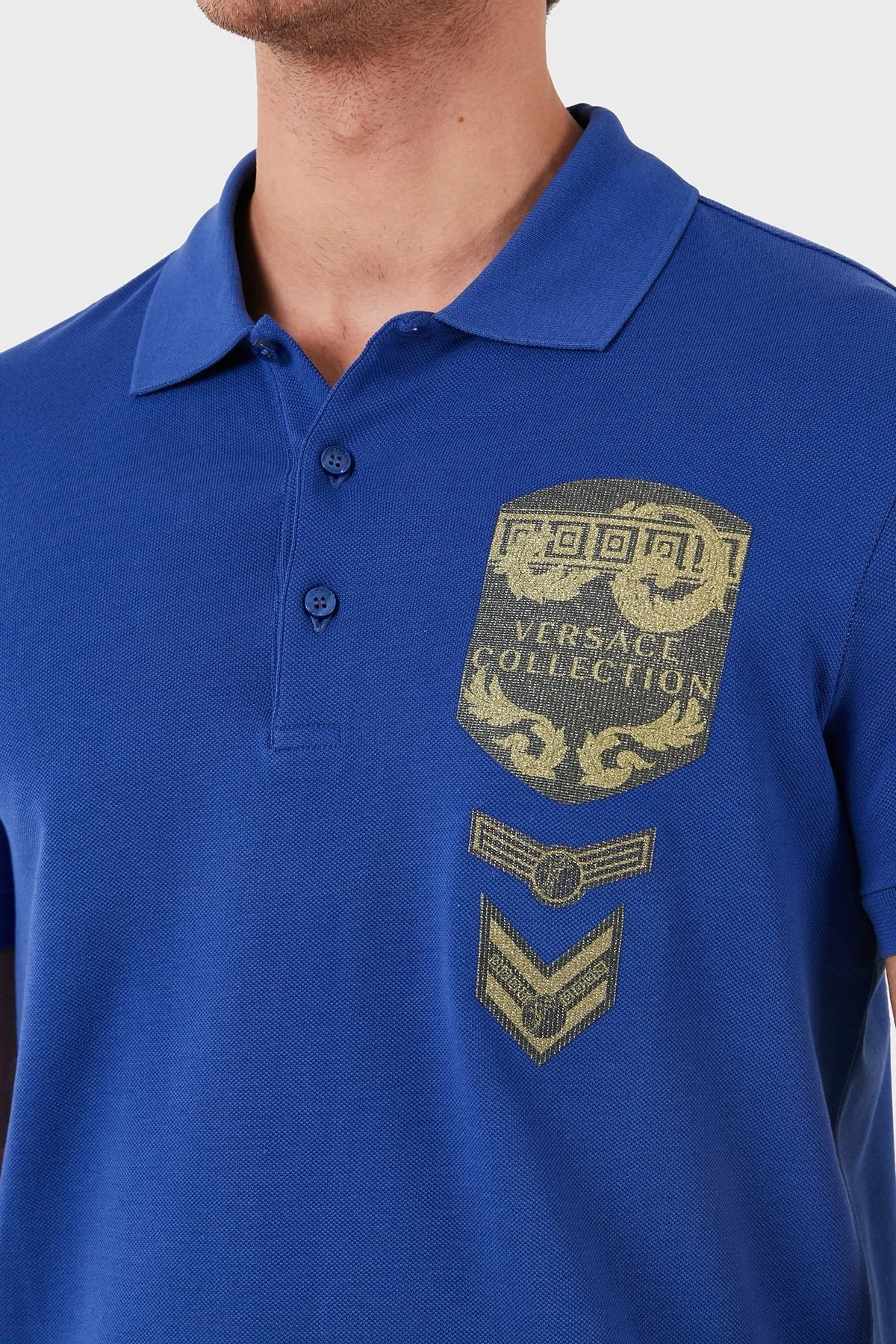 Versace Collection % 100 Pamuklu Erkek Polo Yaka T Shirt V800543R VJ00068 V1377 MOR - 6