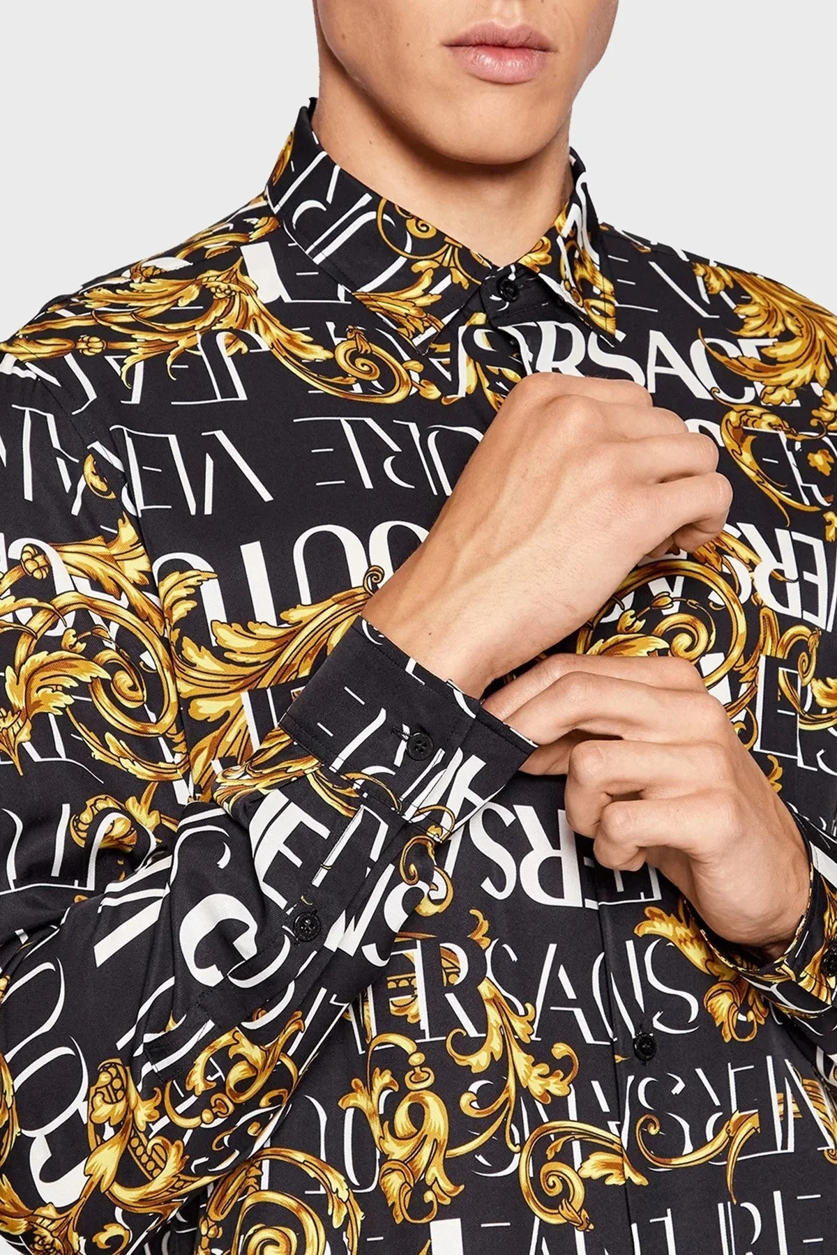 Versace Desenli Relaxed Fit Uzun Kollu Erkek Gömlek 73GAL2R0 NS153 G89 SİYAH - 4