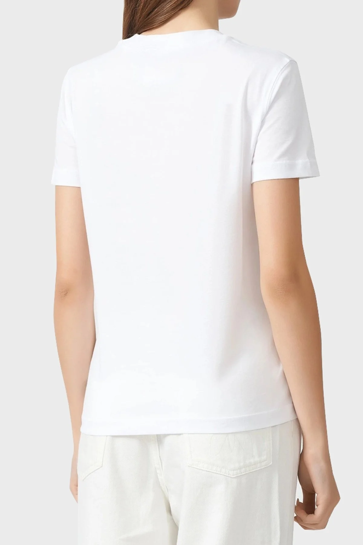 Versace Jeans Couture % 100 Pamuk Bisiklet Yaka Regular Fit Bayan T Shirt 74HAHT15 CJ00O 003 BEYAZ - 2