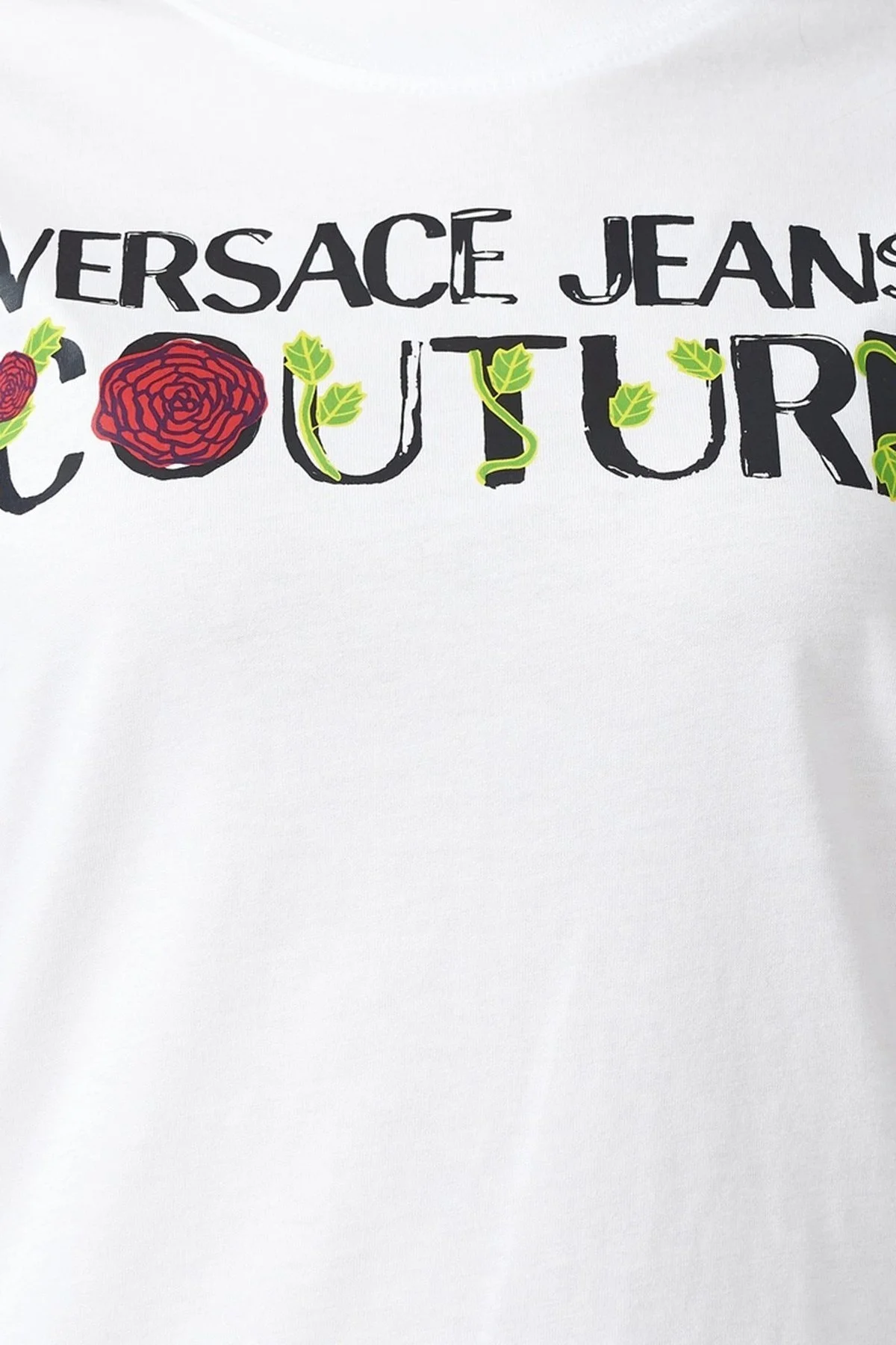 Versace Jeans Couture % 100 Pamuk Bisiklet Yaka Regular Fit Bayan T Shirt 74HAHT15 CJ00O 003 BEYAZ - 4
