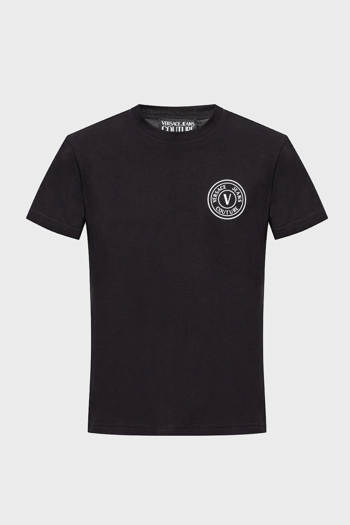 Versace Jeans Couture % 100 Pamuk Bisiklet Yaka Regular Fit Erkek T Shirt 74GAHT06 CJ00T L01 SİYAH - 5