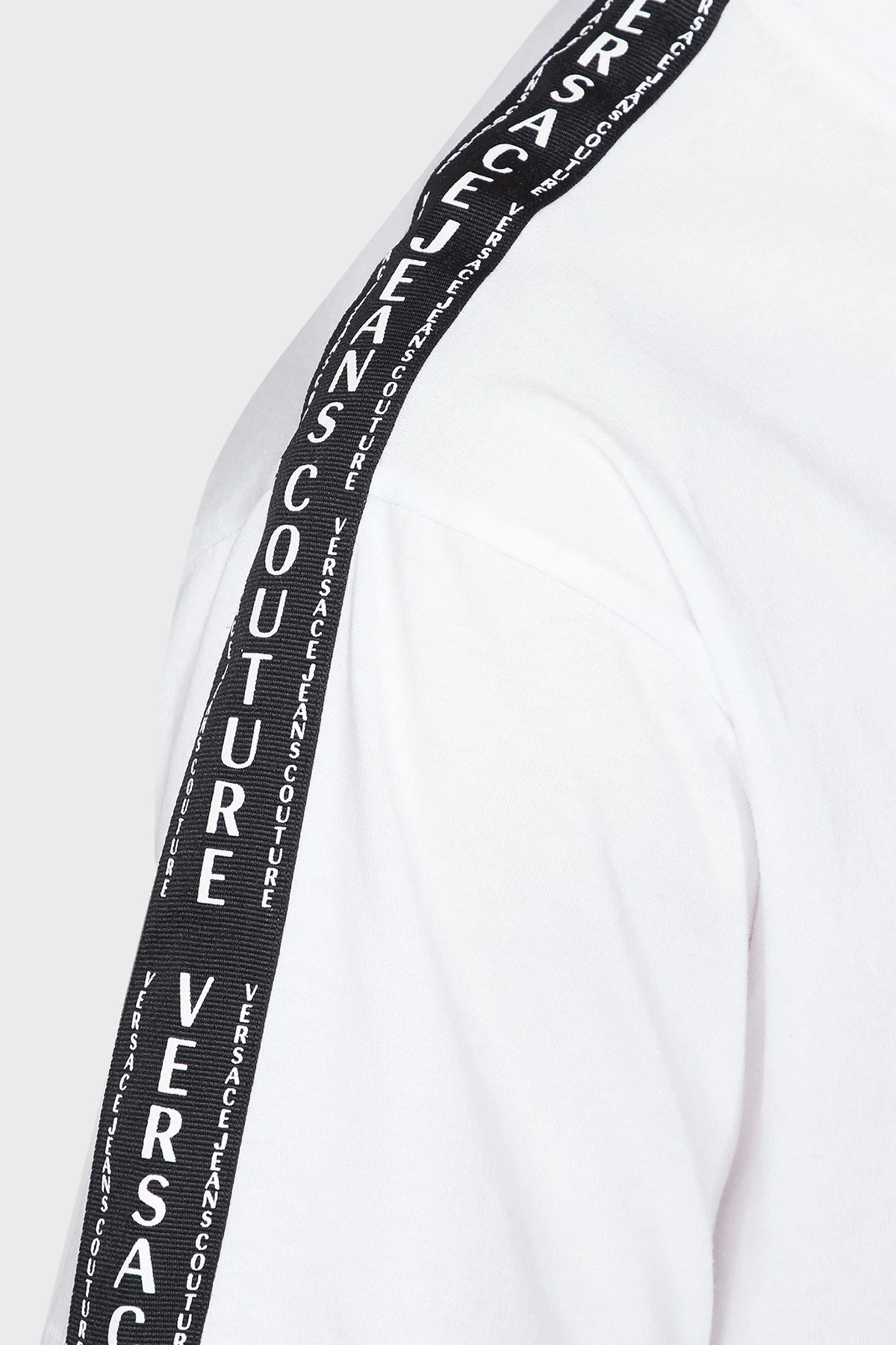 Versace Jeans Couture % 100 Pamuk Logo Şerit Detaylı Bisiklet Yaka Regular Fit Erkek T Shirt 74GAHY03 CJ00Y 003 BEYAZ - 6