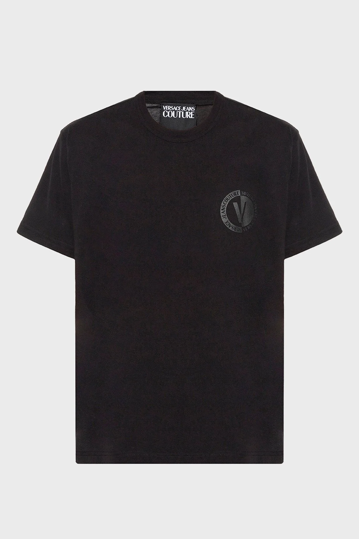 Versace Jeans Couture % 100 Pamuk Logolu Bisiklet Yaka Regular Fit Erkek T Shirt 74GAHI06 CJ00I 899 SİYAH - 4