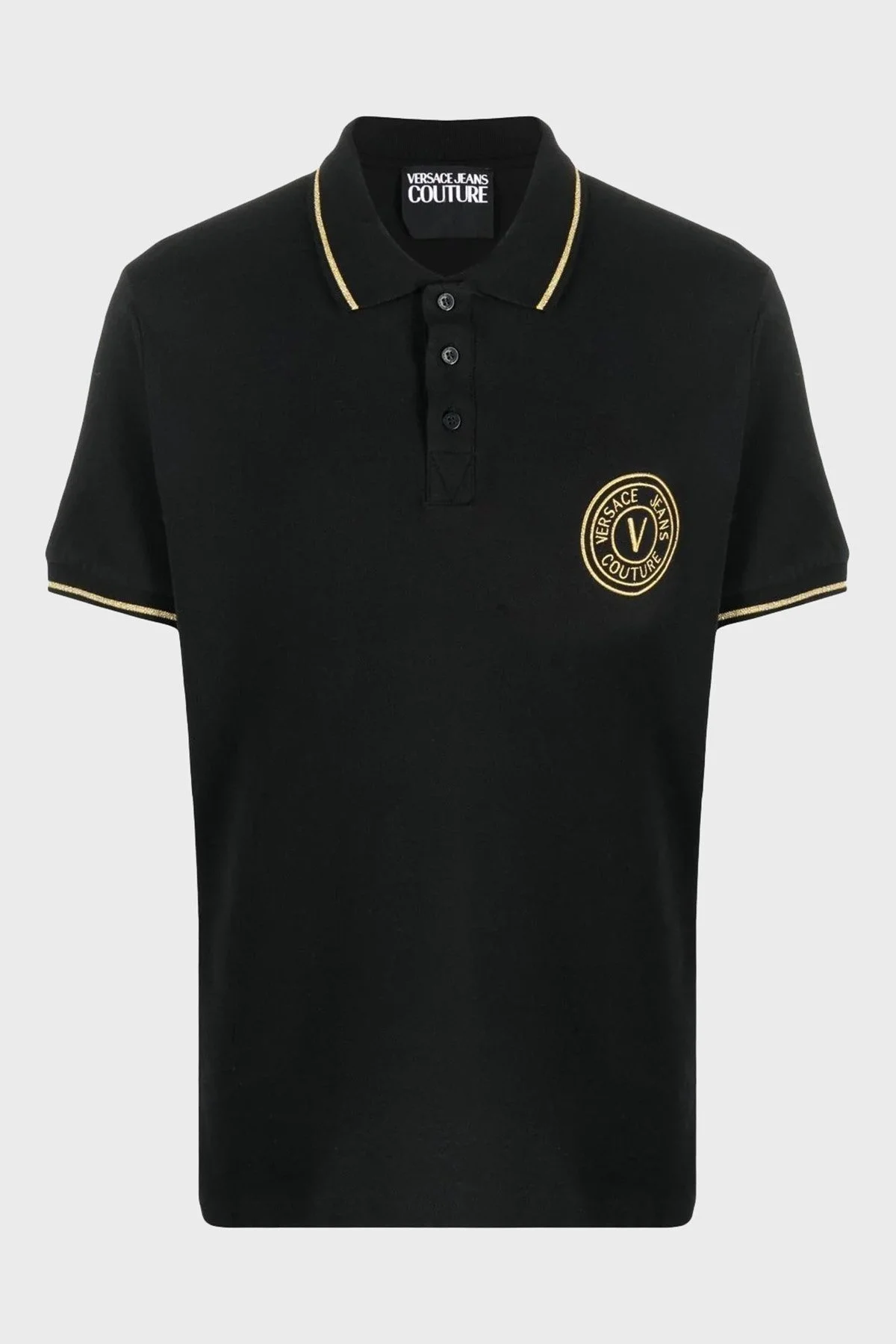 Versace Jeans Couture % 100 Pamuk Logolu Polo Yaka Regular Fit T Shirt Erkek Polo Yaka T Shirt 74GAGT06 CJ01T G89 SİYAH - 5
