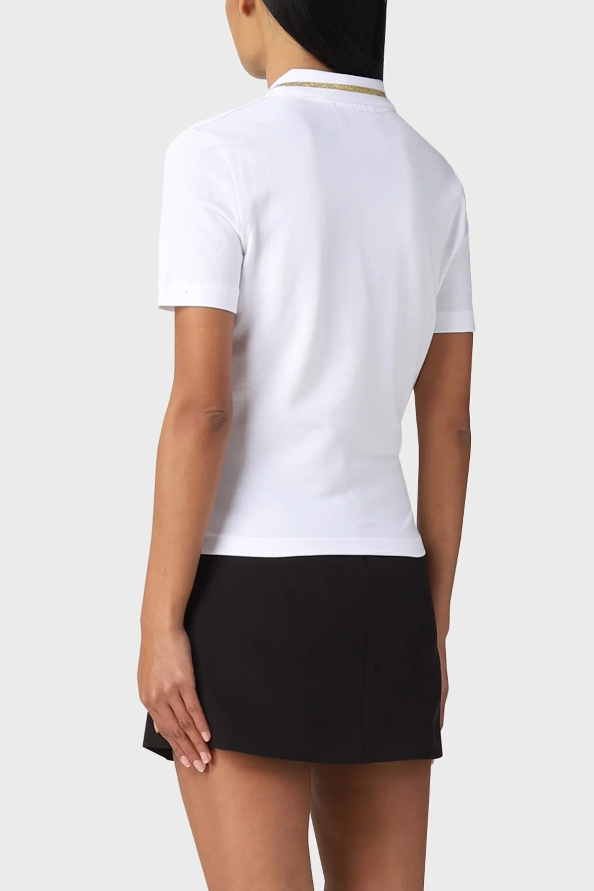 Versace Jeans Couture % 100 Pamuk Logolu Regular Fit Bayan Polo Yaka T Shirt 74HAGT08 CJ01T G03 BEYAZ - 2