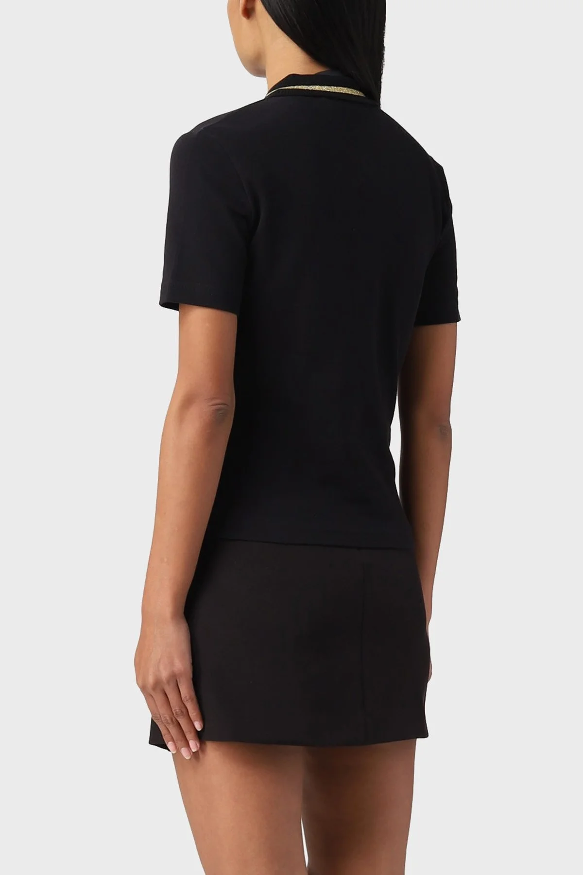 Versace Jeans Couture % 100 Pamuk Logolu Regular Fit Bayan Polo Yaka T Shirt 74HAGT08 CJ01T G89 SİYAH - 2