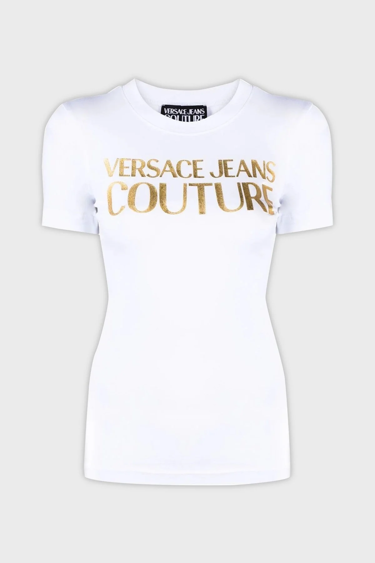 Versace Jeans Couture % 100 Pamuk Logolu Regular Fit Bayan T Shirt 74HAHT01 CJ03T G03 BEYAZ - 4