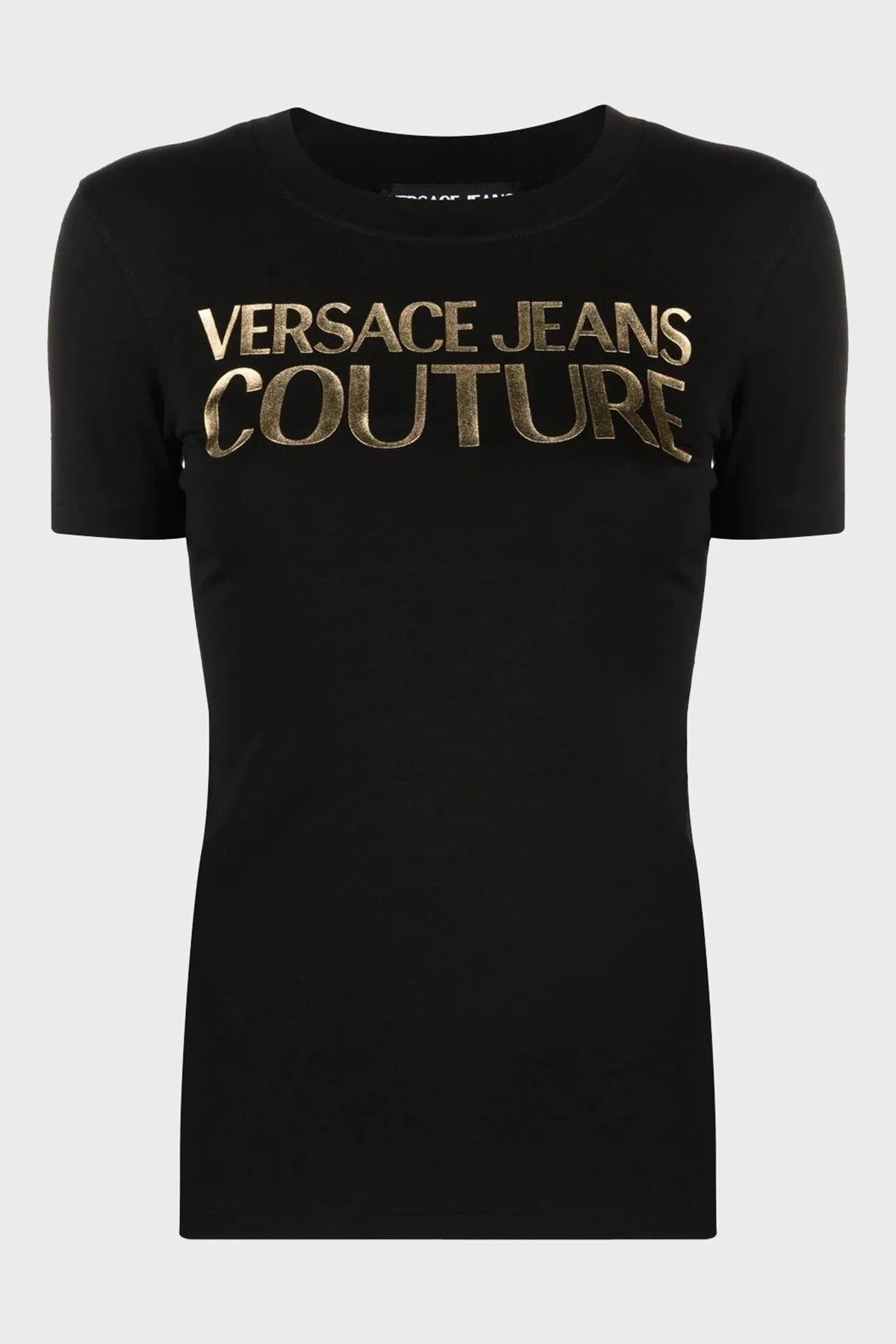 Versace Jeans Couture % 100 Pamuk Logolu Regular Fit Bayan T Shirt 74HAHT01 CJ03T G89 SİYAH - 4