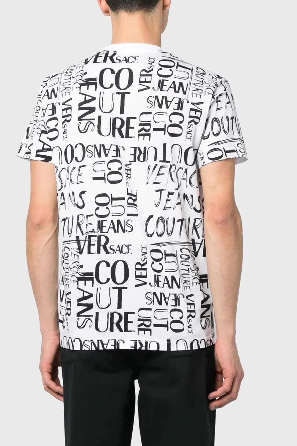 Versace Jeans Couture % 100 Pamuk Regular Fit Bisiklet Yaka Erkek T Shirt 74GAH6S2 JS167 003 BEYAZ - 3