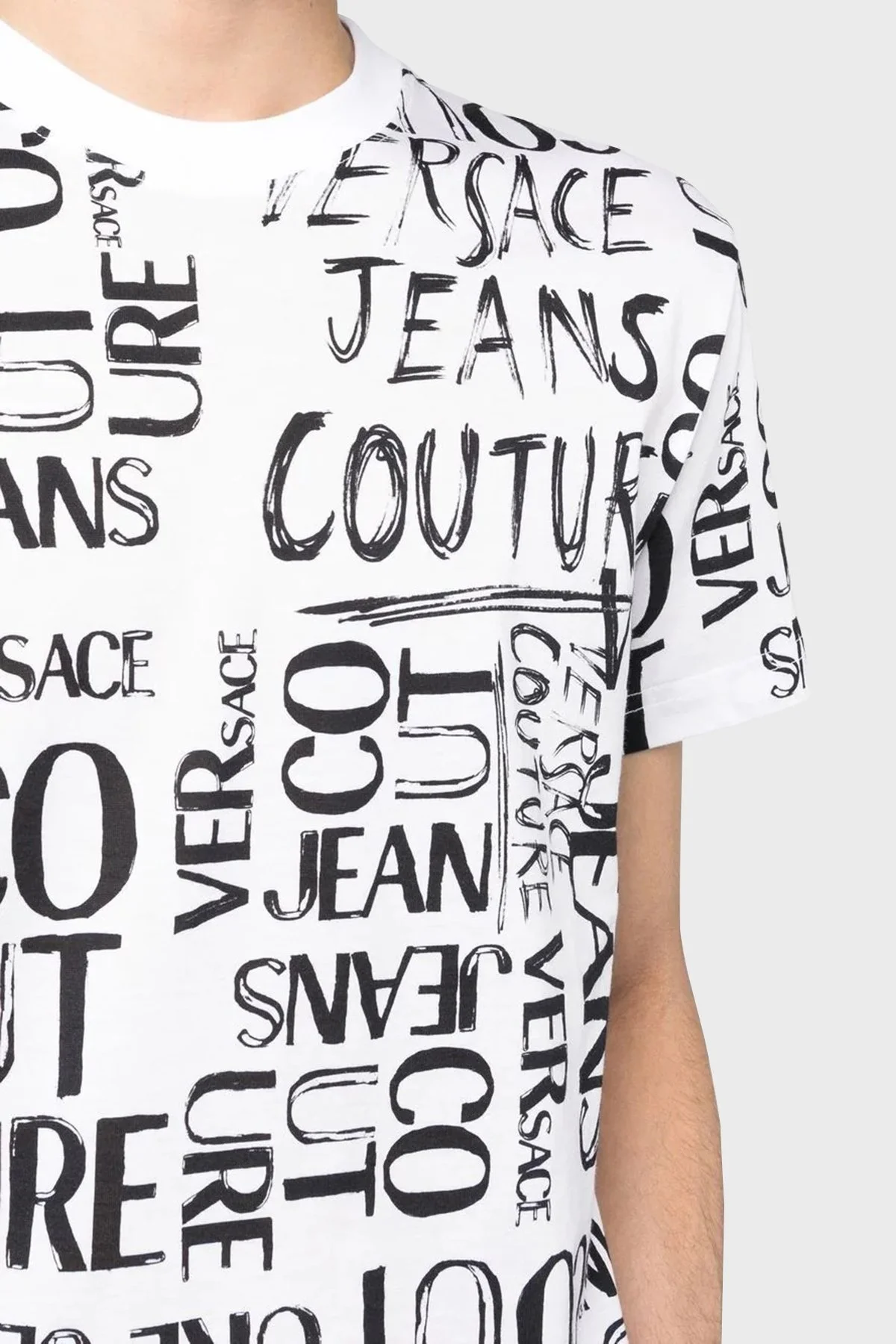 Versace Jeans Couture % 100 Pamuk Regular Fit Bisiklet Yaka Erkek T Shirt 74GAH6S2 JS167 003 BEYAZ - 4