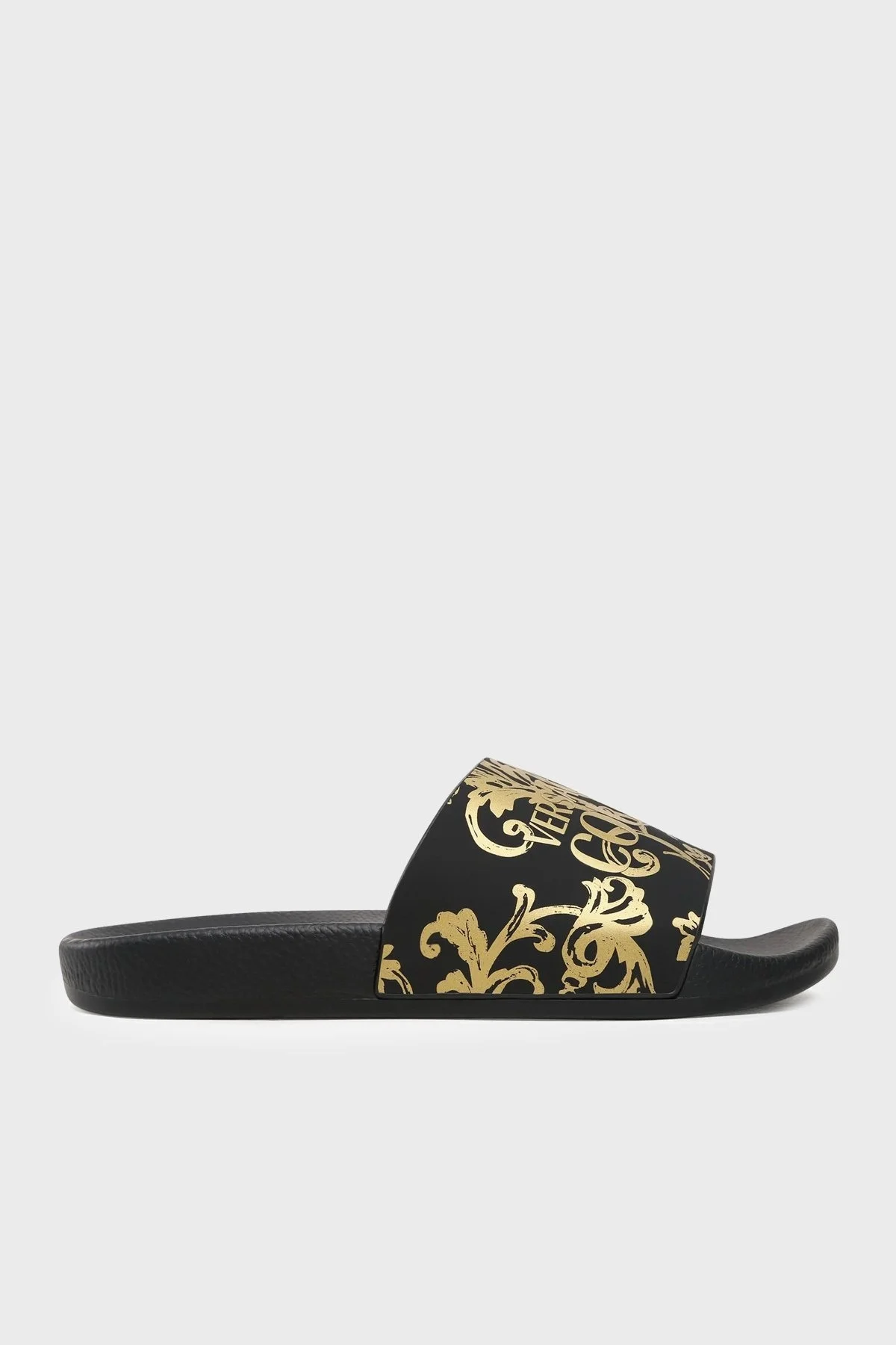 Versace Jeans Couture Barok Desenli Erkek Terlik 74YA3SQ4 ZS365 G89 SİYAH-GOLD - 1