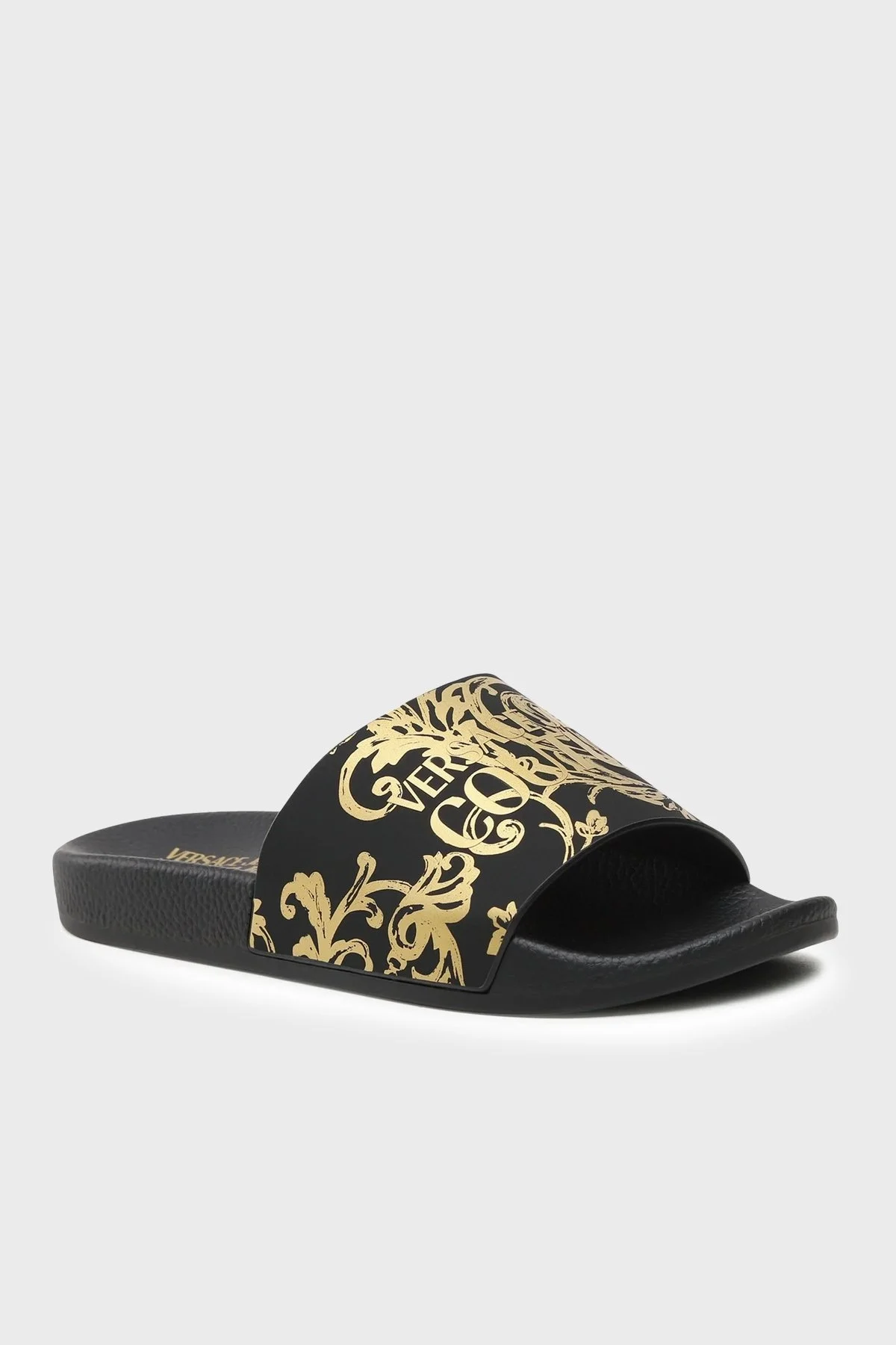 Versace Jeans Couture Barok Desenli Erkek Terlik 74YA3SQ4 ZS365 G89 SİYAH-GOLD - 6