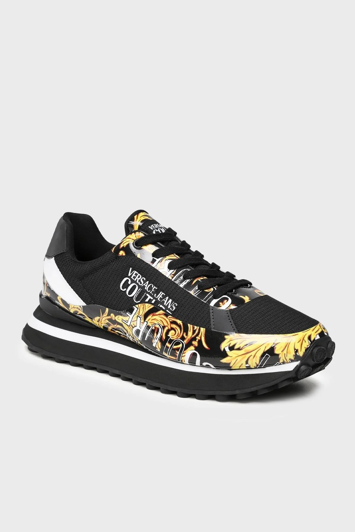 Versace Jeans Couture Barok Desenli Sneaker Erkek Ayakkabı 74YA3SE1 ZS658 G89 SİYAH-GOLD - 2